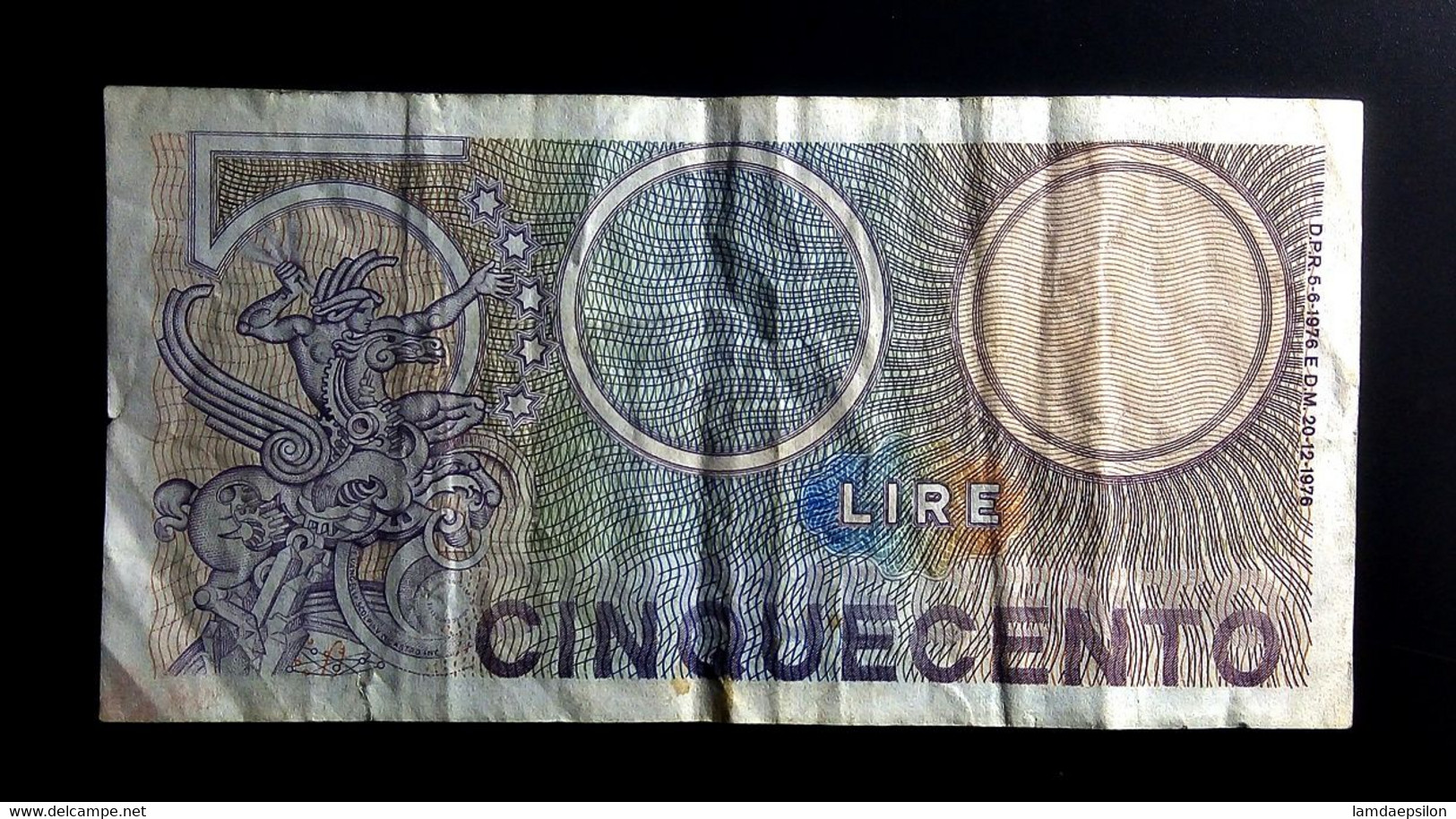 A7   ITALIE   BILLETS DU MONDE     ITALIA   BANKNOTES  500  LIRE 1979 - [ 9] Sammlungen