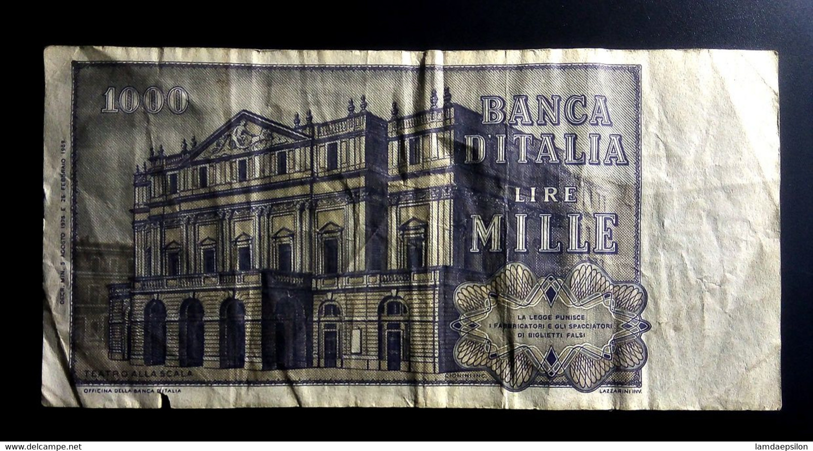A7   ITALIE   BILLETS DU MONDE     ITALIA   BANKNOTES  1000  LIRE 1989 - [ 9] Collections
