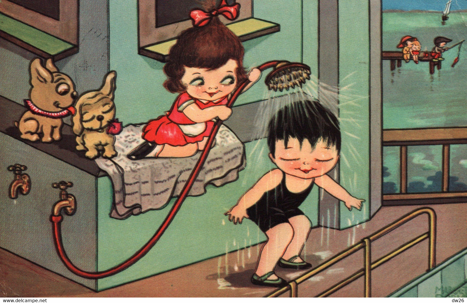 Illustration Boriss Margret - Children, Enfants: Sous La Douche - Edition Amag - Carte Série N° 0302 - Boriss, Margret