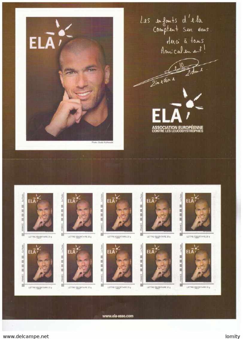 France Collector Ela Zidane 10 Timbres Adhésifs Prioritaire 20 G Neuf Foot Football Lot Sous Valeur Faciale - Collectors