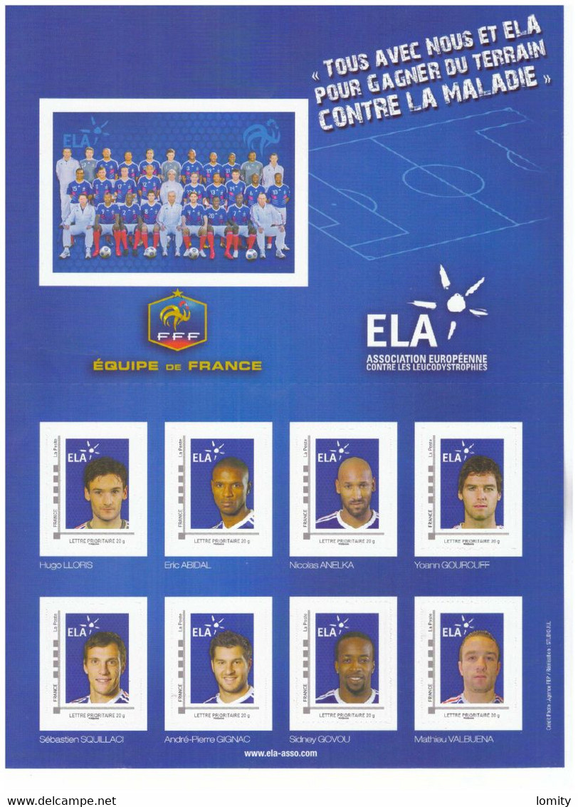 France Collector Ela équipe Foot Football Lloris Gignac 8 Timbres Adhésifs Prioritaire 20 G Neuf Lot Sous Valeur Faciale - Collectors