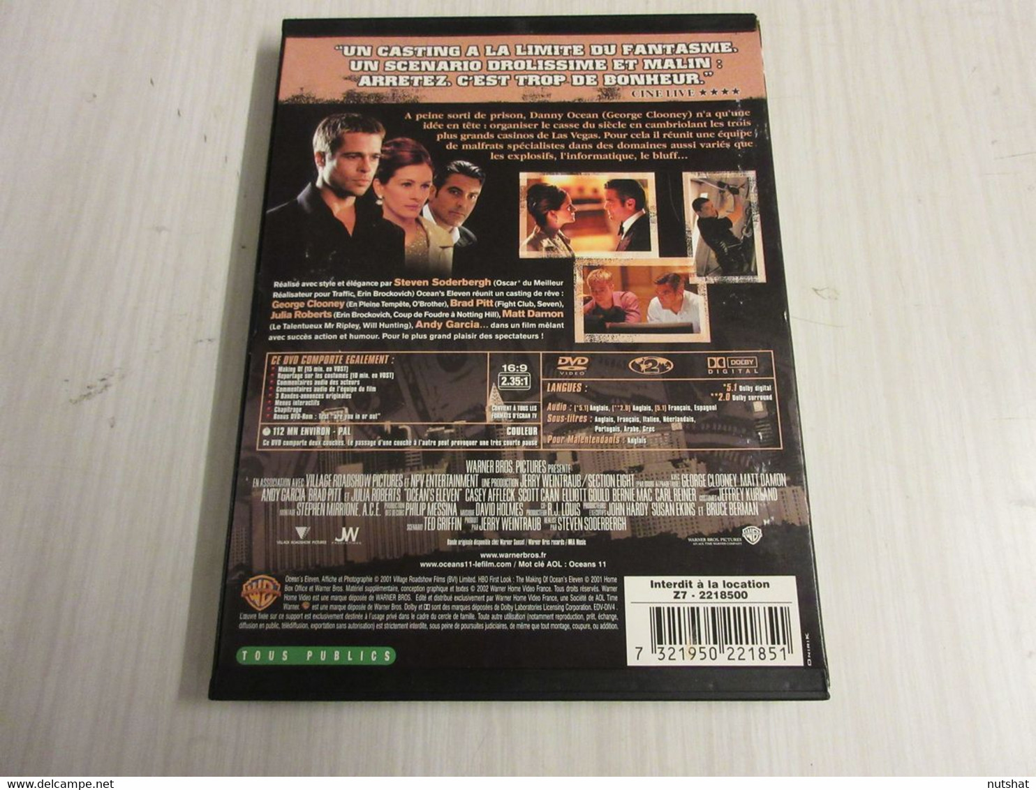 DVD CINEMA OCEAN'S ELEVEN PITT CLOONEY DAMON 2001 112mn + Bonus - Komedie