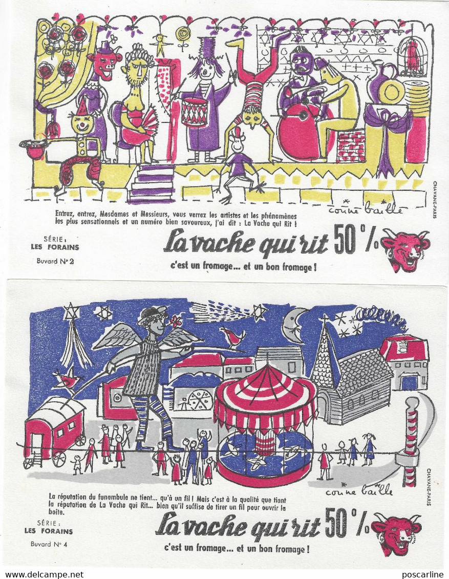 6 Buvards " La Vache Qui Rit " , Série Les Forains, Signés Corine Baille - Dieren