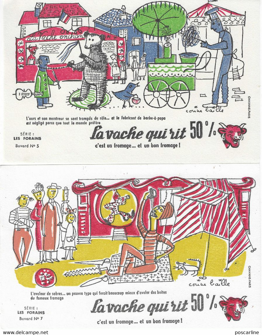 6 Buvards " La Vache Qui Rit " , Série Les Forains, Signés Corine Baille - Animals
