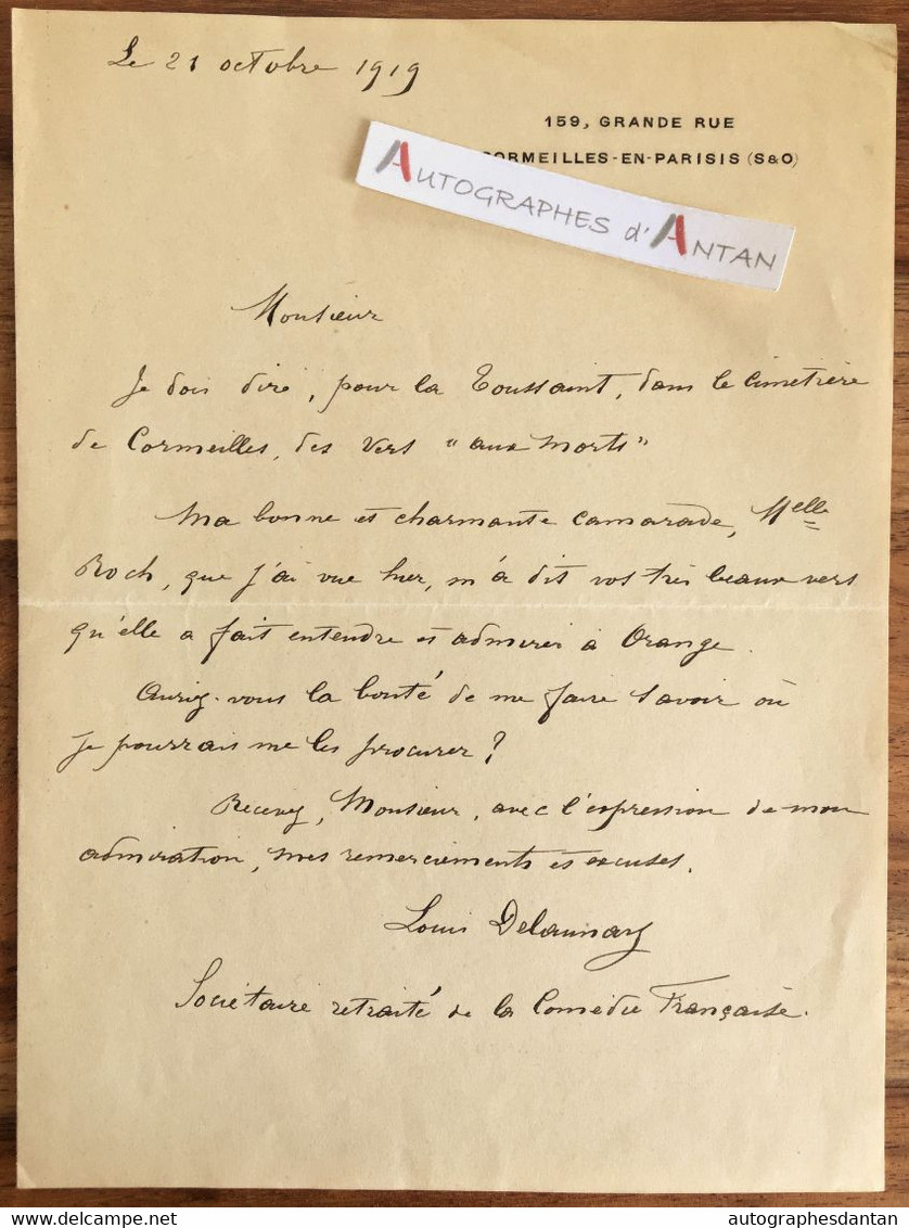 ● L.A.S 1919 Louis DELAUNAY Acteur - Cormeilles En Parisis - Toussaint Cimetière De Cormeilles - Poésie - Saint Raphael - Acteurs & Comédiens