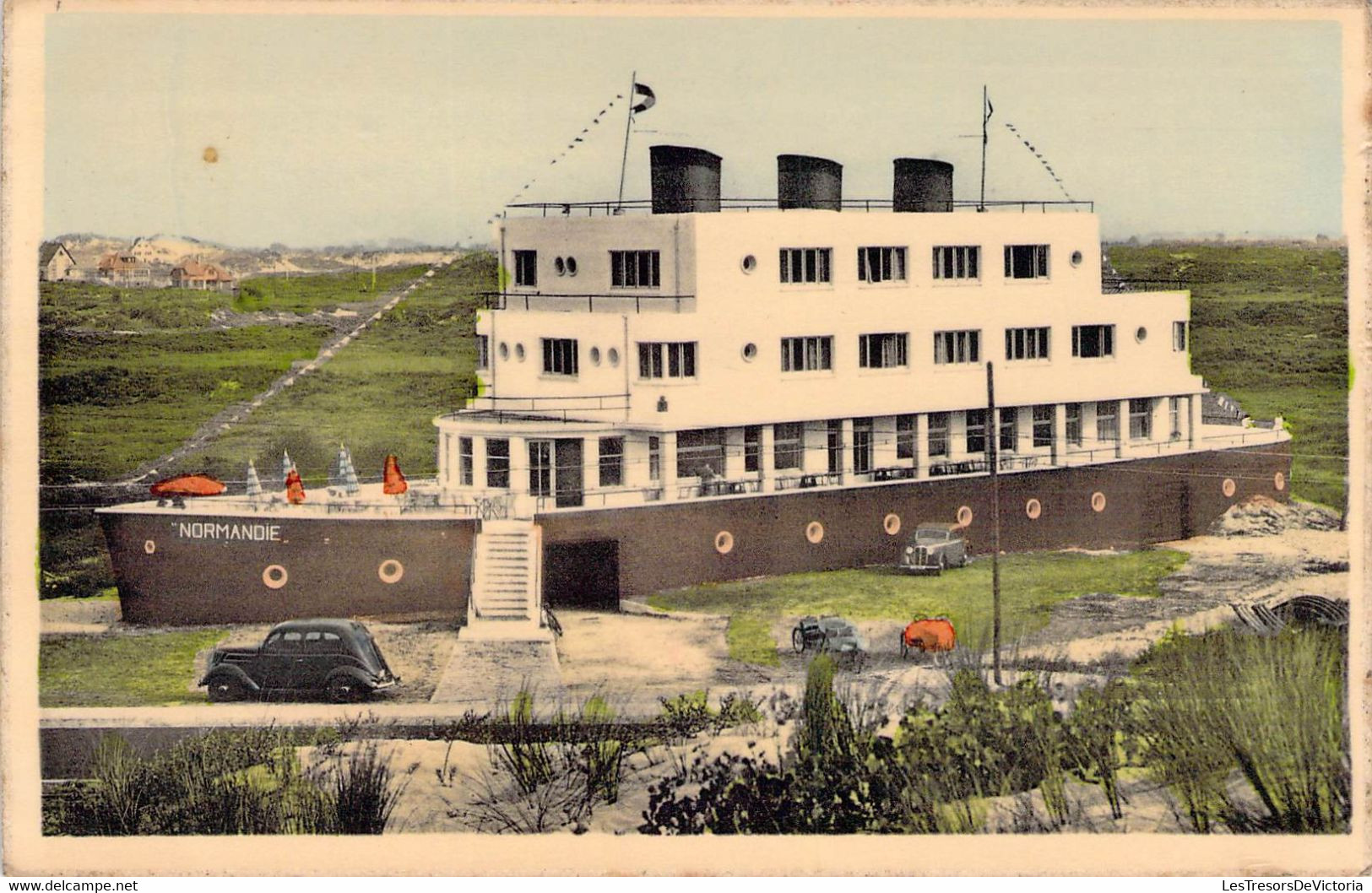 CPA - COXYDE SUR MER - HOTEL NORMANDIE - Voiture Bateau - Hotels & Restaurants