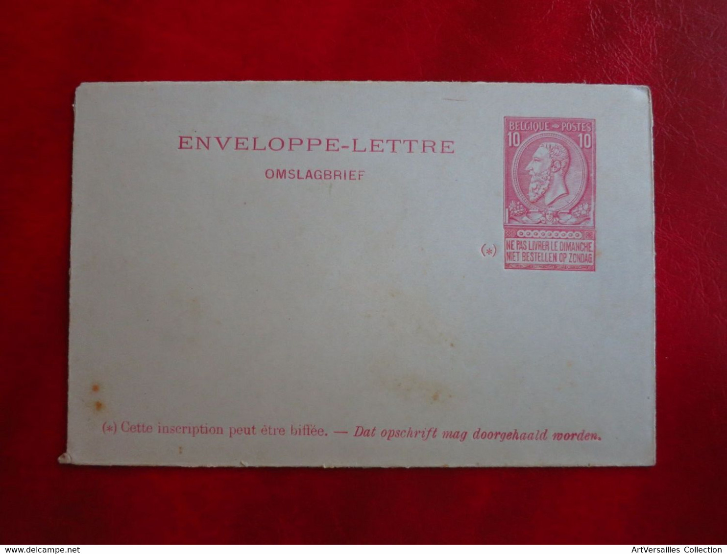 Belgique ENTIER POSTAL - ENVELOPPE LETTRE 10c Rouge NEUF** - Briefumschläge