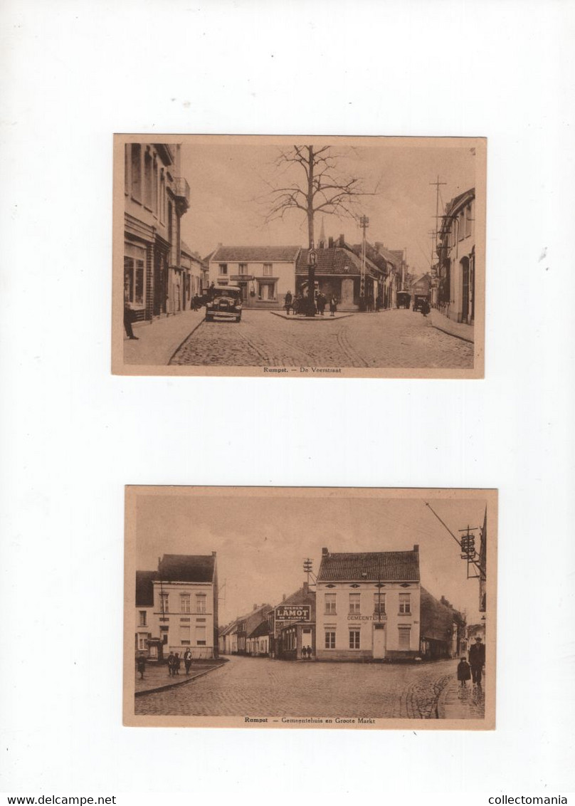 3 Oude Postkaarten  RUMPST Rumst De Molenstraat  De Veerstraat  Grote Markt - Rumst