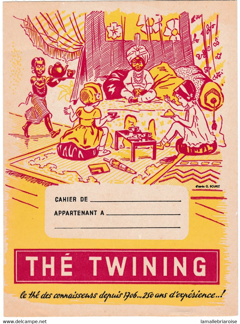 Protège Cahier , Illustration Germaine Bouret , Publicité: Thé Twining - Bambini