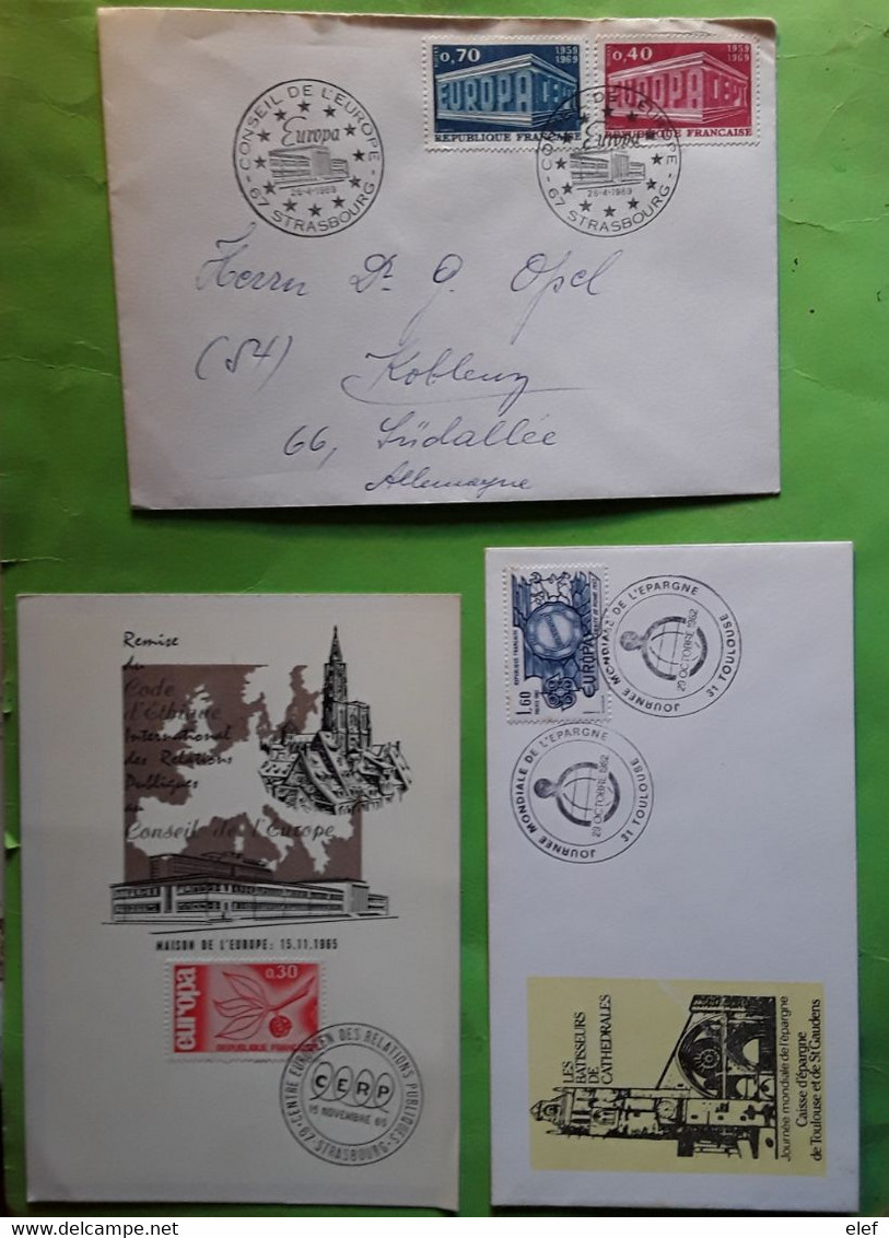 EUROPA CEPT France, Italia, BRD ALLEMAGNE,  Lot De 8 Lettres , Cartes , FDC , Période 1960 - 1982 , TB - Collections