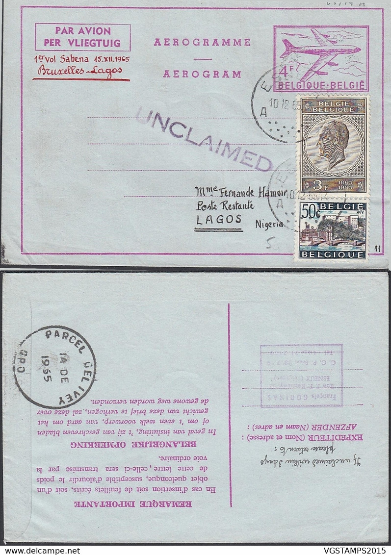 Belgique 1965 - Entier Postal Sur Aérogramme De Bruxelles à Destination Lagos- Nigeria.  (DD)  DC-11188 - Aérogrammes