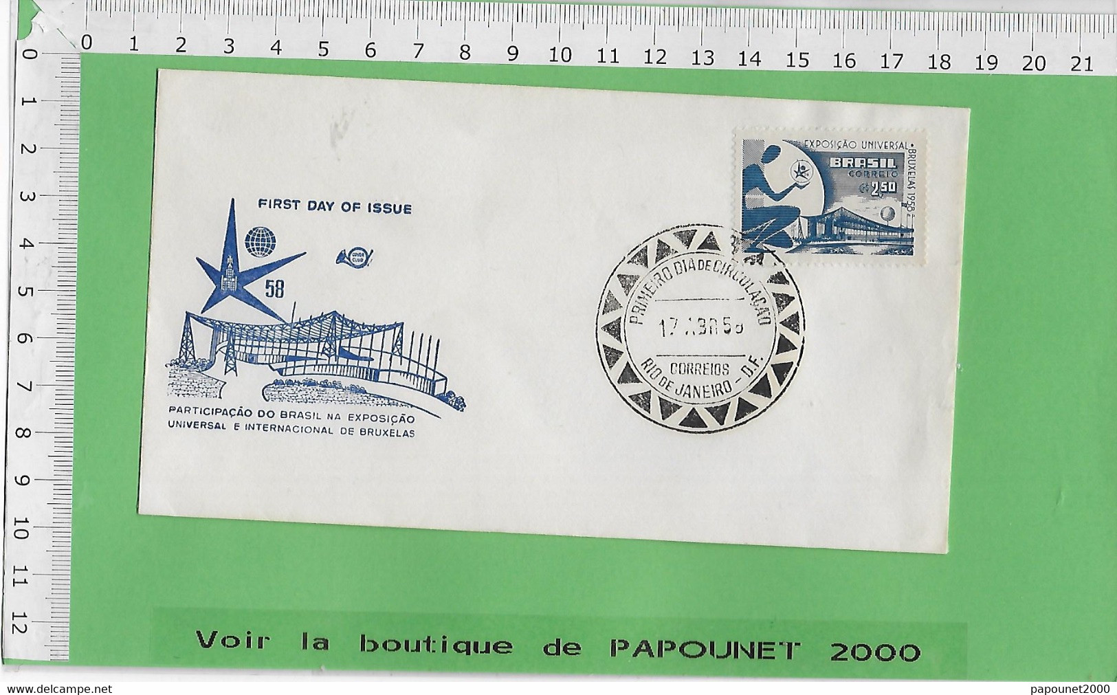 02581 - E BE04 1000-EXPO 58 : Timbre*Enveloppe /  PAVILLON DU BRESIL - 1958 – Bruxelles (Belgique)