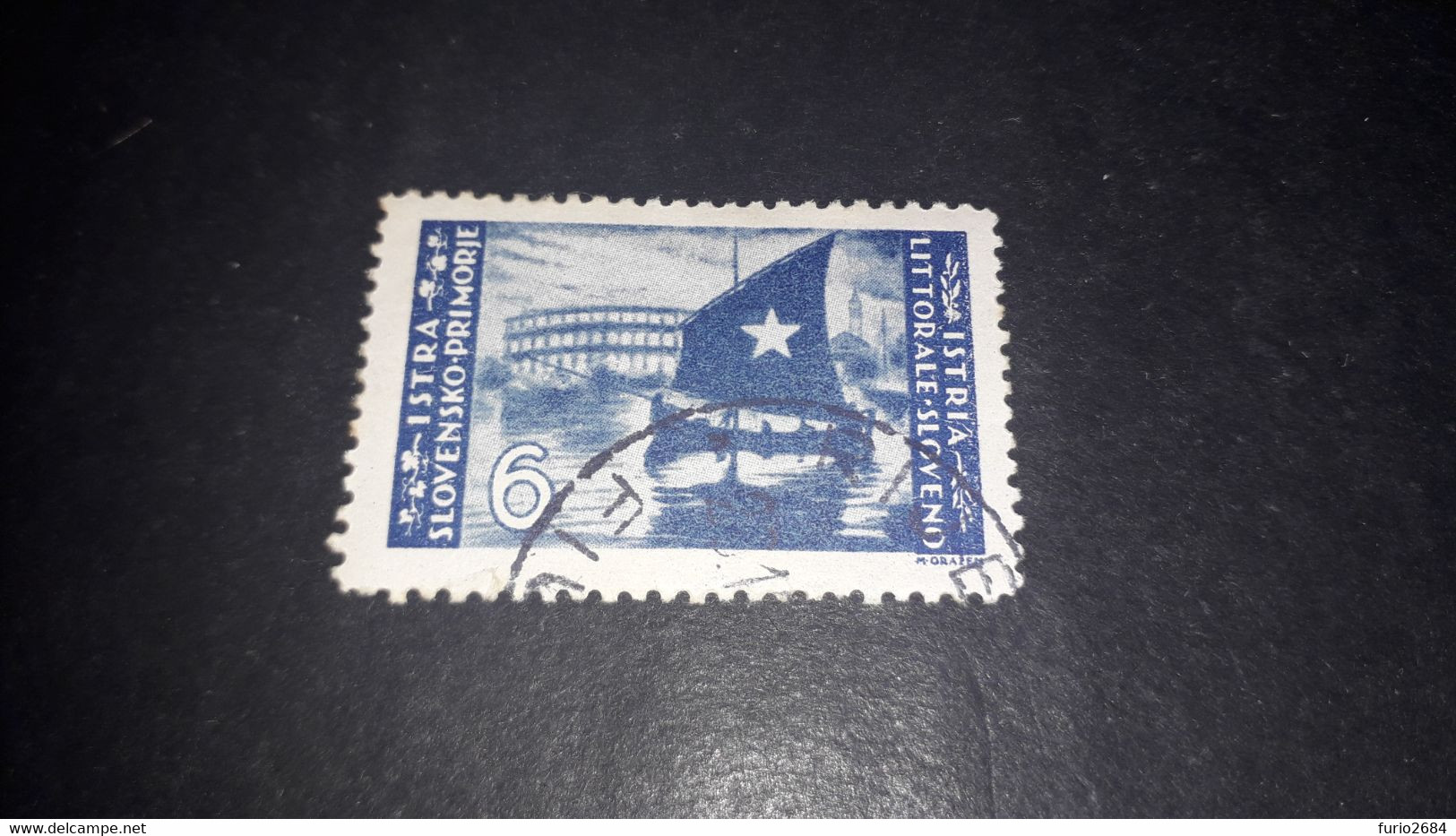 05AL04 ITALIA OCCUPAZIONE STRANIERE LITORALE SLOVENO 1946 TIRATURA BELGRADO LIRE 6 "O" - Yugoslavian Occ.: Slovenian Shore