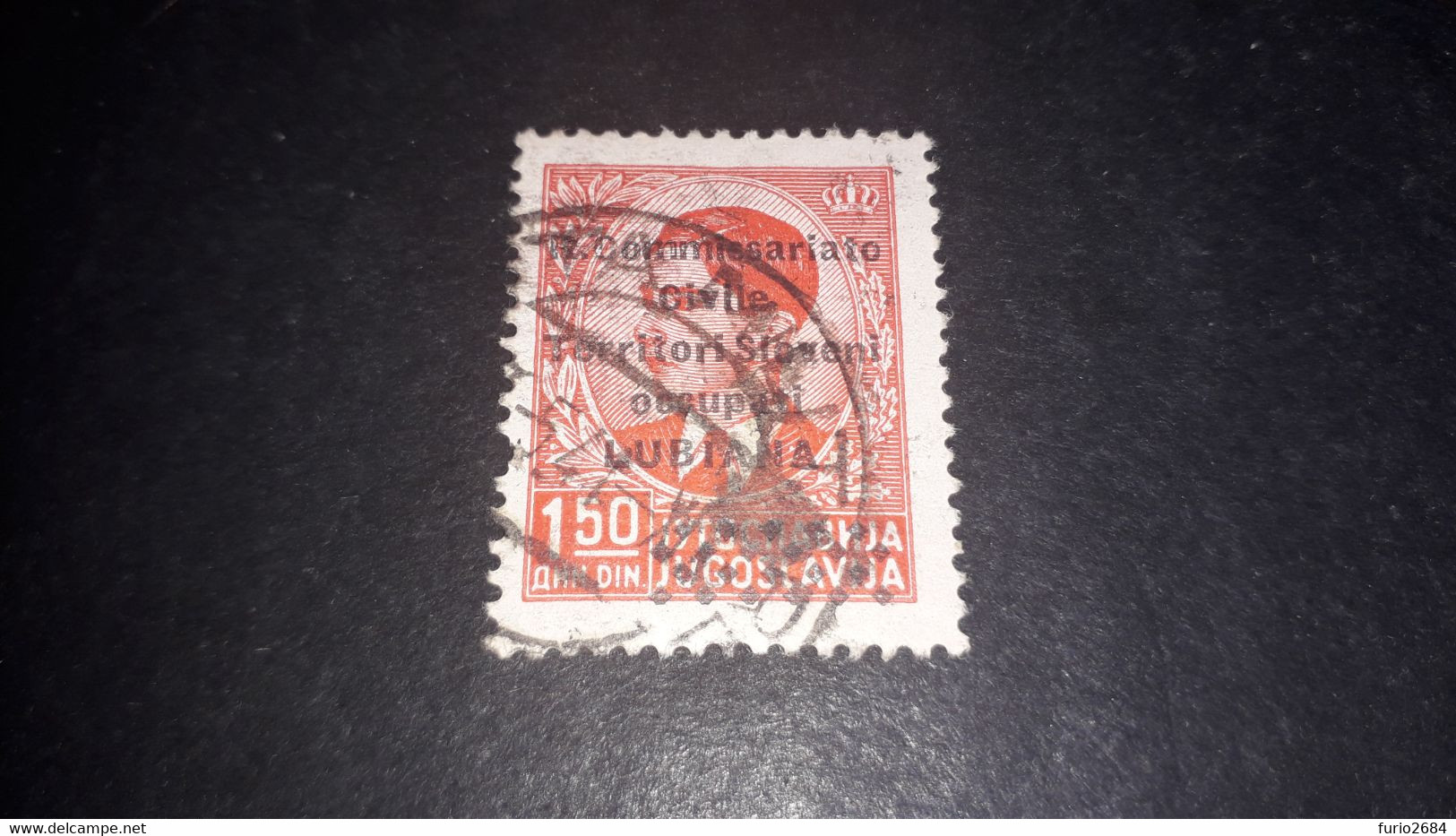 05AL04 ITALIA OCCUPAZIONE STRANIERE JUGOSLAVIA 1941 SOPRASTAMPA REGIO COMMISSARIATO CIVILE 1,50 D "O" - Jugoslawische Bes.: Istrien