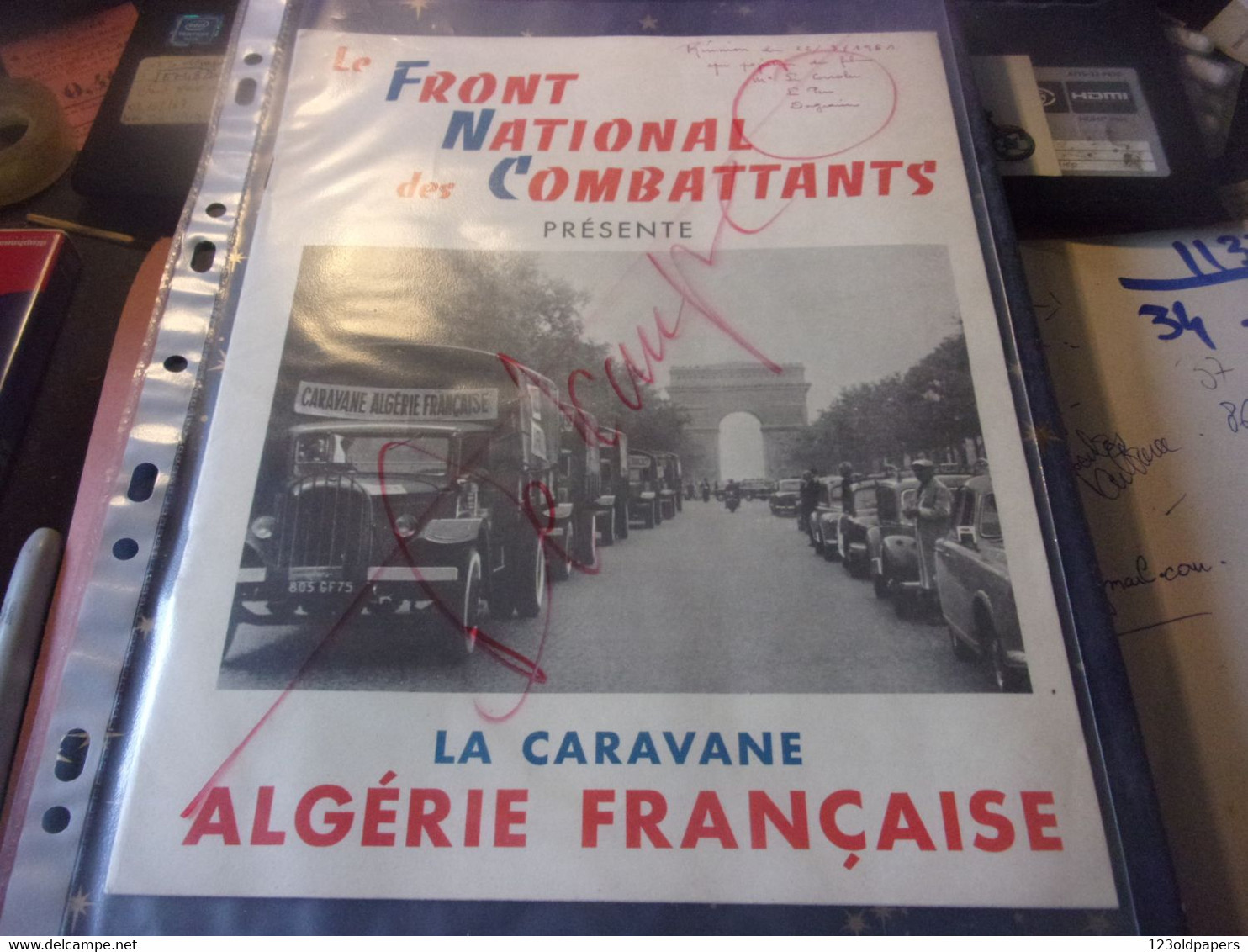 DOCUMENT ORIGINAL EPOQUE LA CARAVE ALGERIE FRANCAISE FRONT NATIONAL DES COMBATTANTS 1961 OAS LEPEN  PHOTOS - Documenten