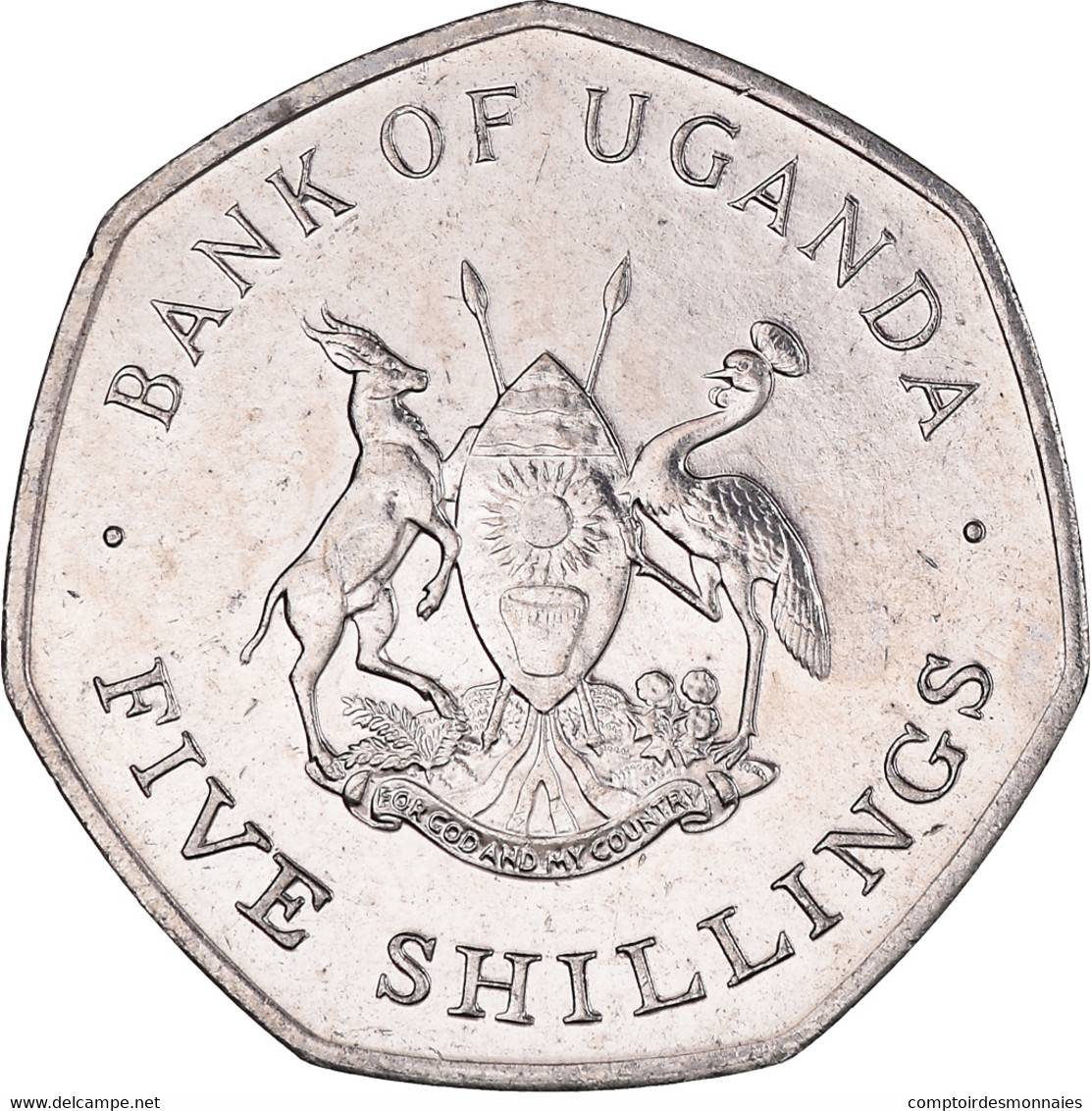 Monnaie, Ouganda, 5 Shillings, 1987, SPL+, Nickel Plaqué Acier, KM:29 - Uganda
