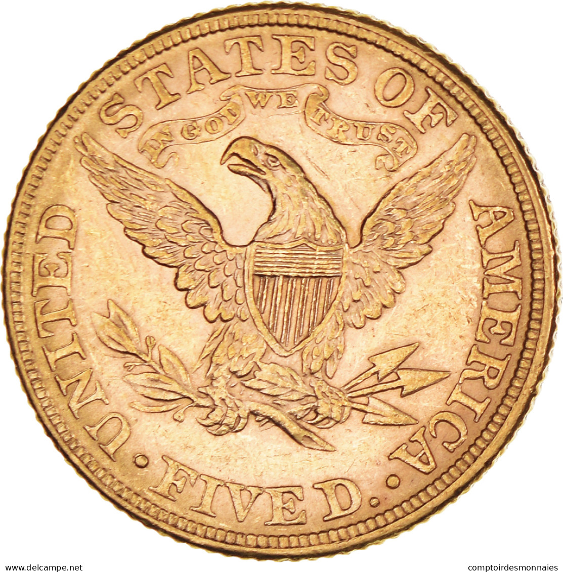 Monnaie, États-Unis, Coronet Head, $5, Half Eagle, 1882, U.S. Mint - 5$ - Half Eagles - 1866-1908: Coronet Head (tête Couronnée)