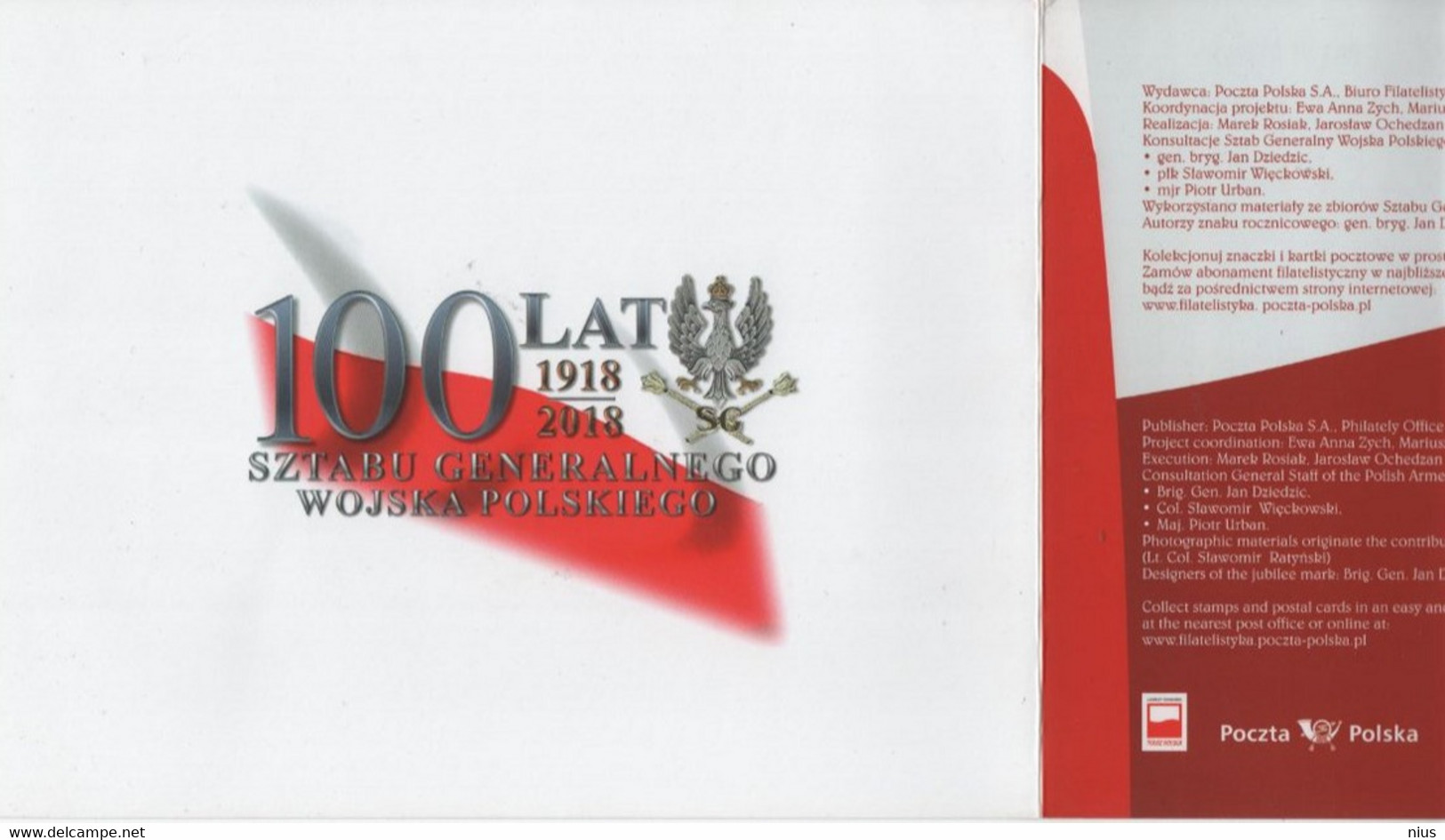 Poland Polska 2018 100th Anniversary Of The Establishment Of The General Staff Of The Polish Army, Post Cards X2 Booklet - Carnets