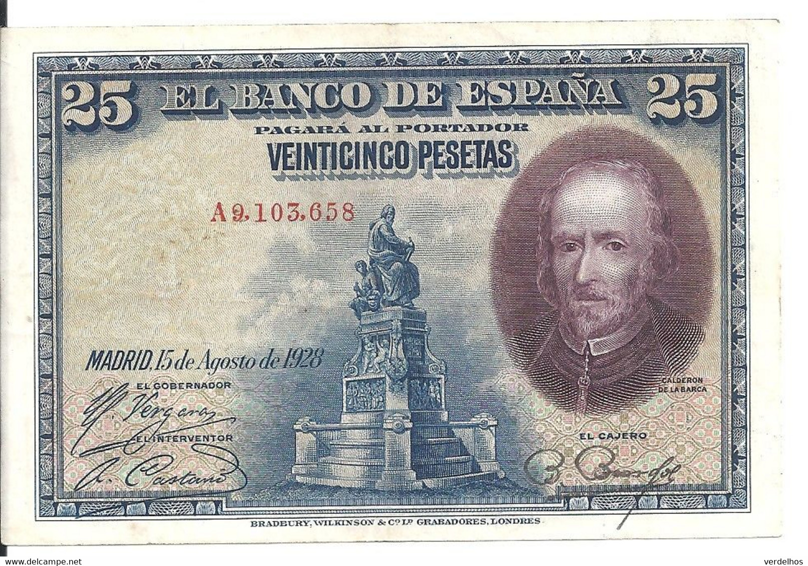 ESPAGNE 25 PESETAS 1928 VF+ P 74 - 1-2 Peseten