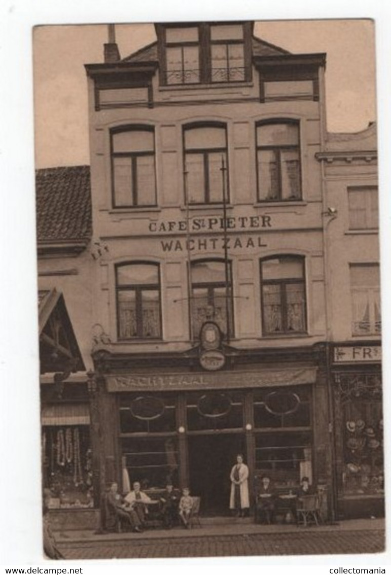 1 Oude Postkaart Turnhout Café St. Pieter Wachtzaal Der Trams & Autobussen Groote Markt - Turnhout