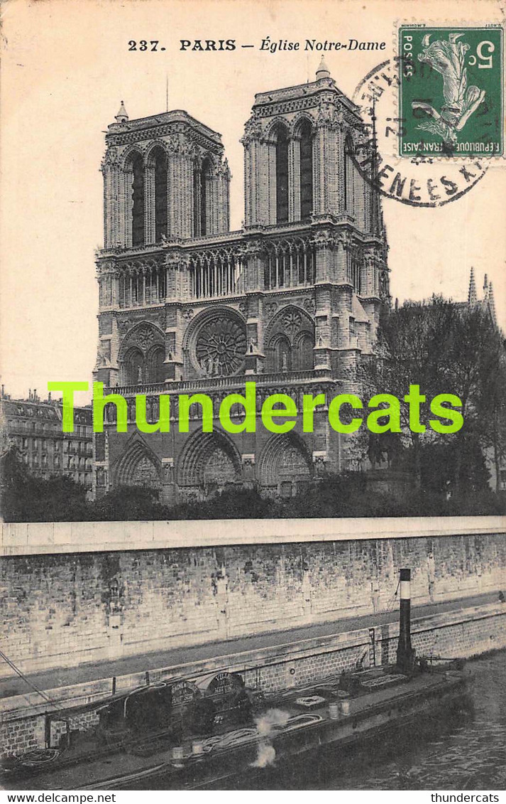 CPA 75 PARIS EGLISE NOTRE DAME CROISIERE BATEAU VILLE DE MELUN - Notre Dame De Paris