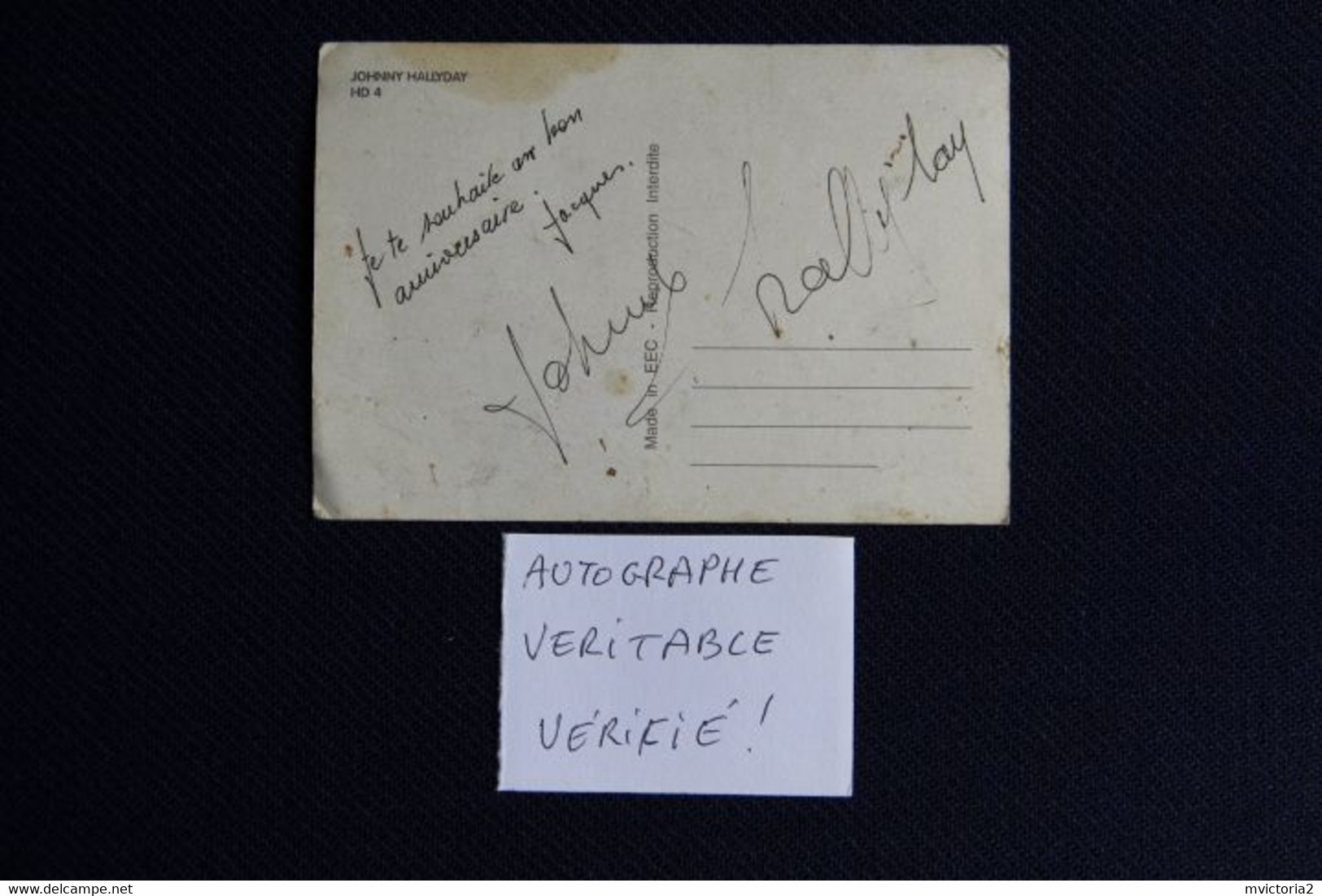 JOHNNY HALLYDAY  ( HALLIDAY ): Carte Postale Avec Autographe Véritable Au Verso. - Artisti