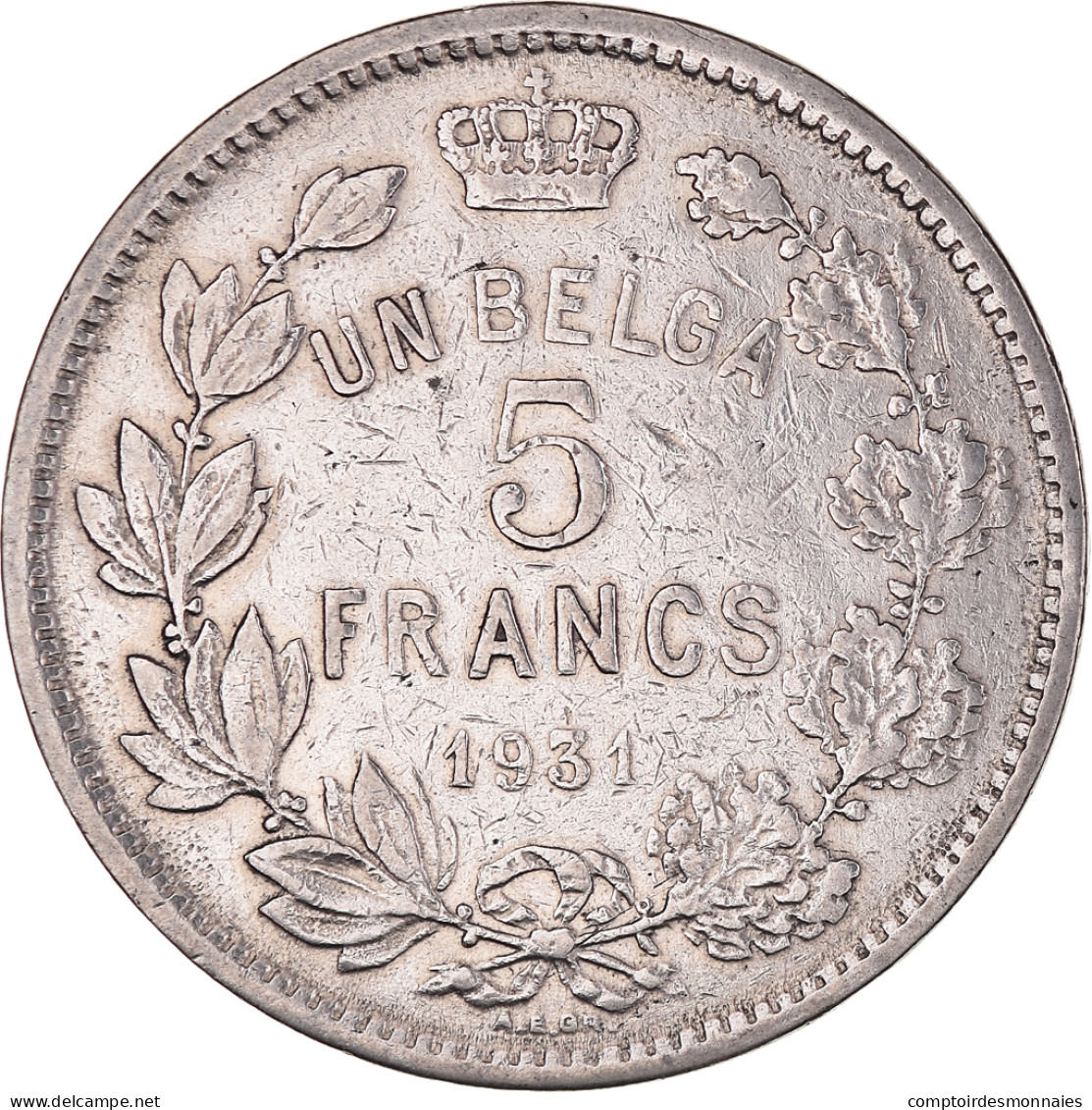 Monnaie, Belgique, Albert I, 5 Francs, 5 Frank, 1931, Position A, TTB, Nickel - 5 Frank & 1 Belga