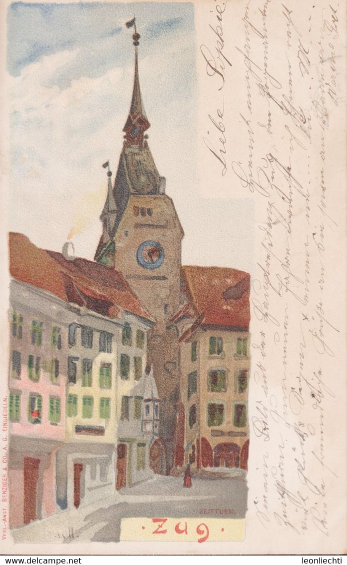 AK: Postkarte 1899 Zug Zeitturm, Gelaufen Von Cham Nach Luzern. ZNr. 60B / Mi: 52y - Cham
