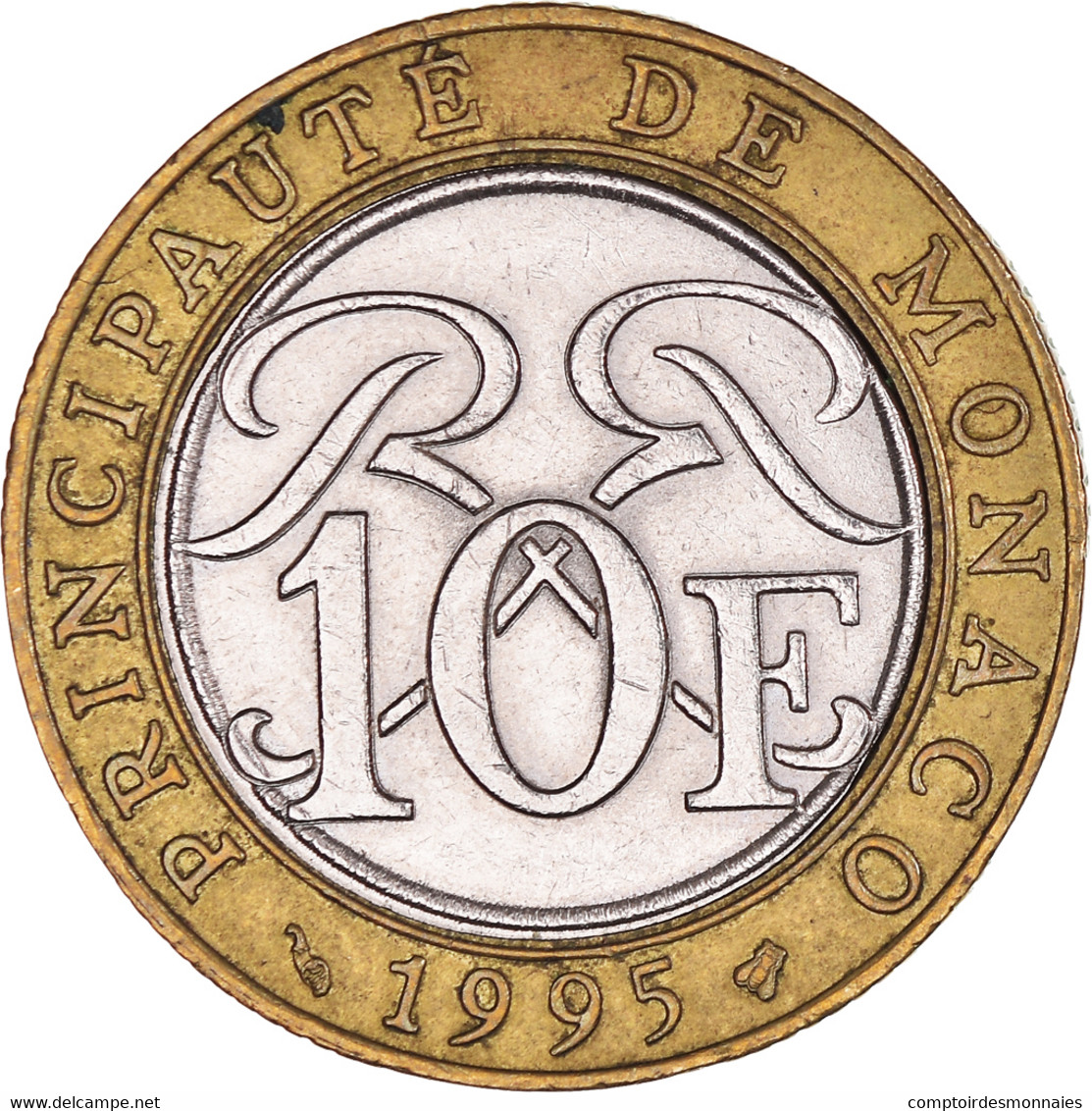 Monnaie, Monaco, Rainier III, 10 Francs, 1995, TTB+, Bimétallique - 1960-2001 Nouveaux Francs
