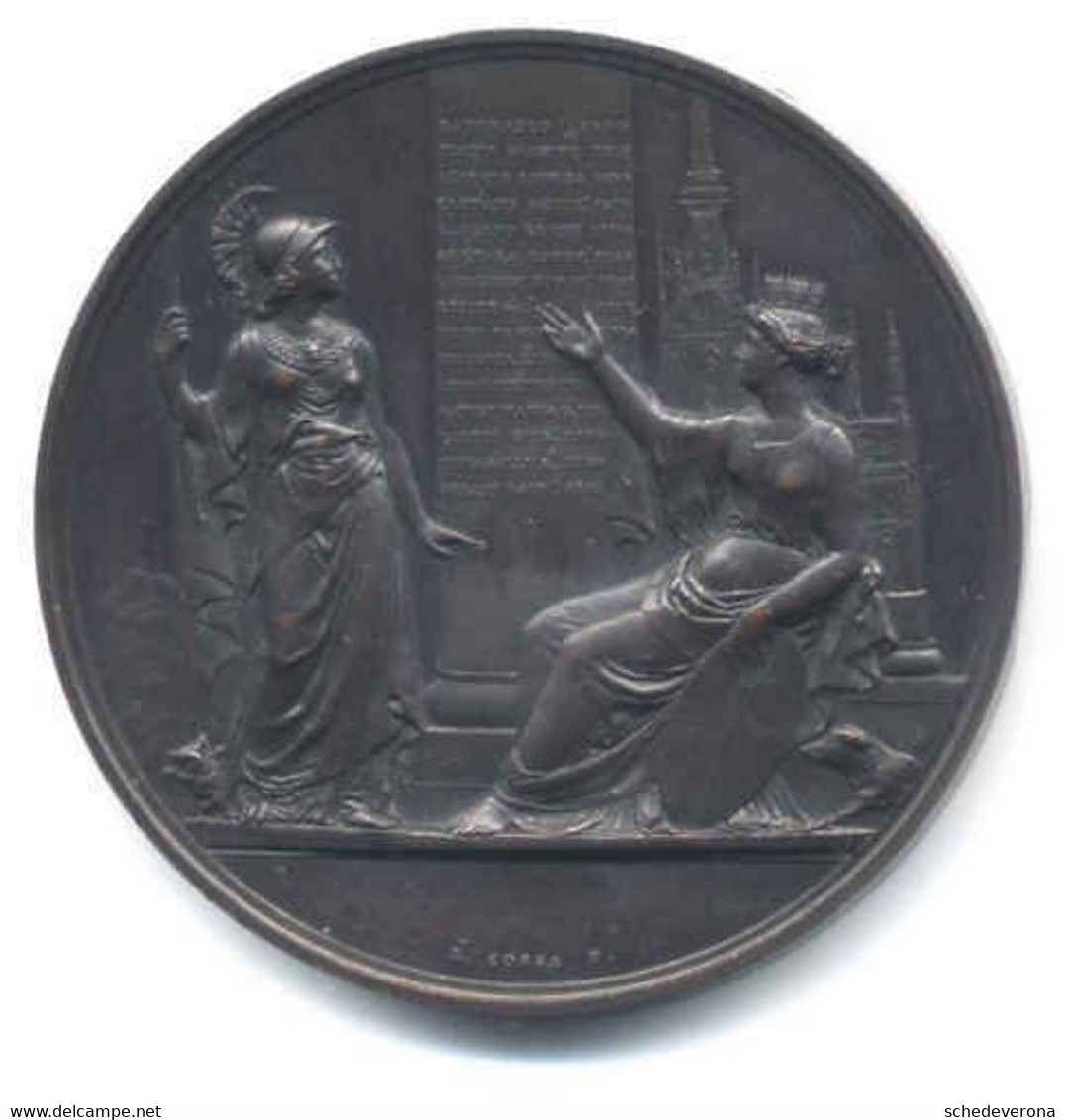 FERDINANDO I° SESTA RIUNIONE SCIENZIATI MILANO 1844 MEDAGLIA BRONZO - Professionnels/De Société