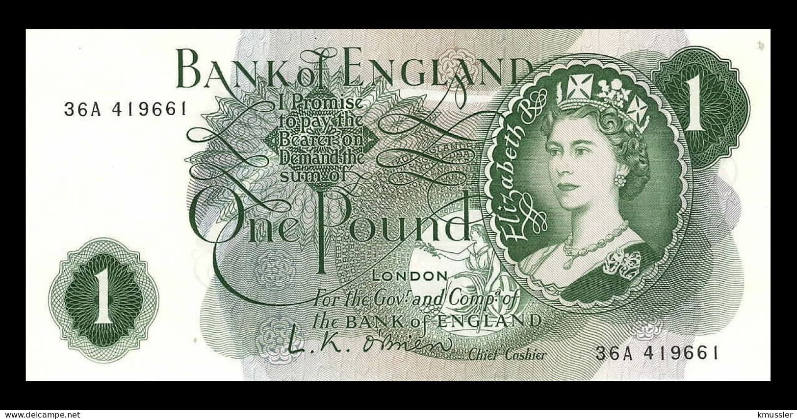 # # # Banknote Großbritannien (Great Britain) 1 Pound 1962 (Page) AUNC # # # - 1 Pond