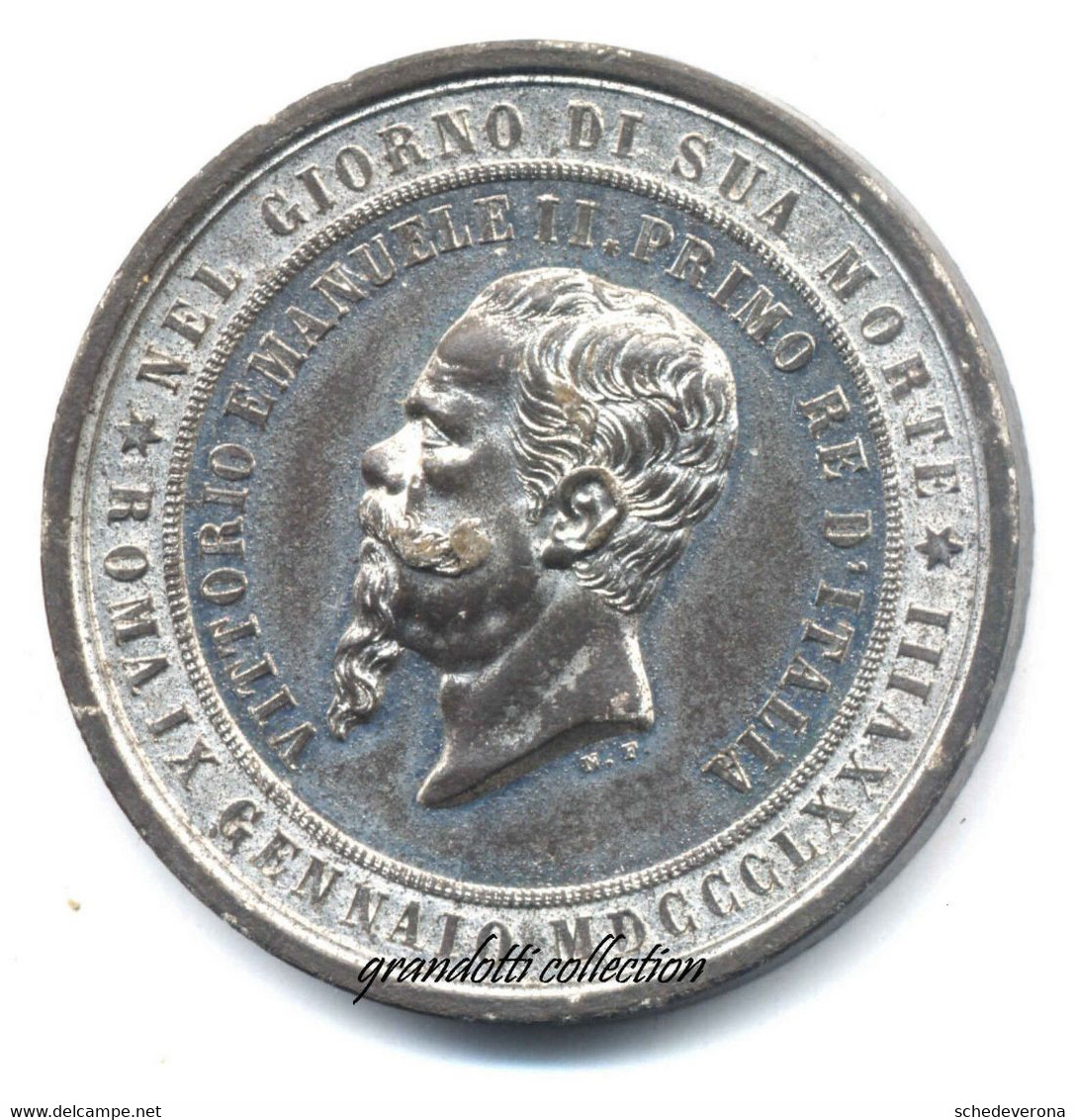 VITTORIO EMANUELE II RICORDO DELLA MORTE 1878 MEDAGLIA NICOLA FARNESI - Monarquía/ Nobleza