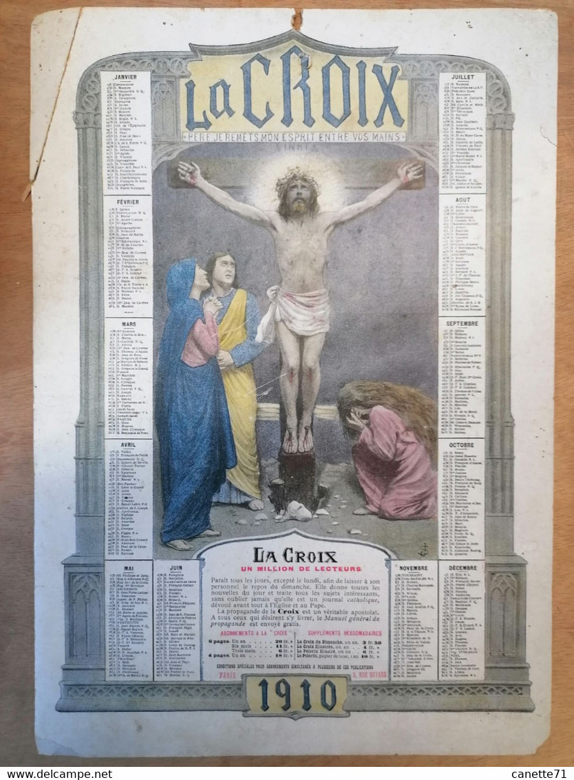 Calendrier La Croix 1910 - Grand Format : 1901-20