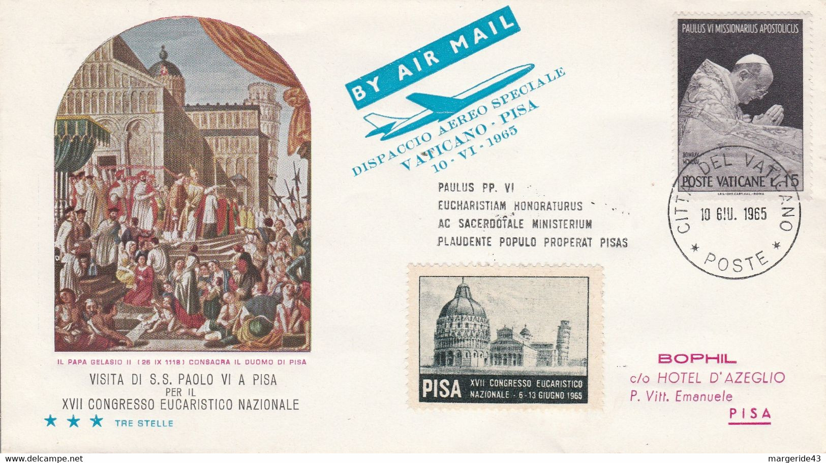 VATICAN 1965 VISITE PAPE PAUL VI A PISE - Franking Machines (EMA)