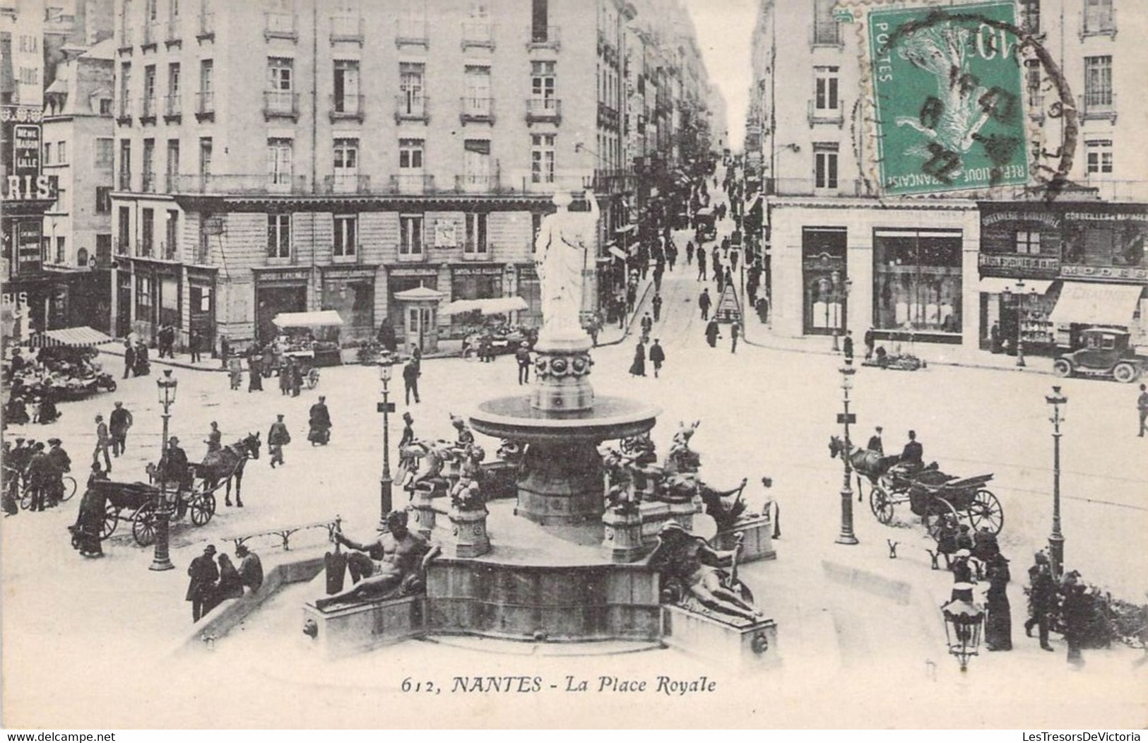 CPA France - Loire Atlantique - Nantes - La Place Royale - Animée - Oblitérée 1922- Artaud Et Nozais Edit. - Calèche - Nantes