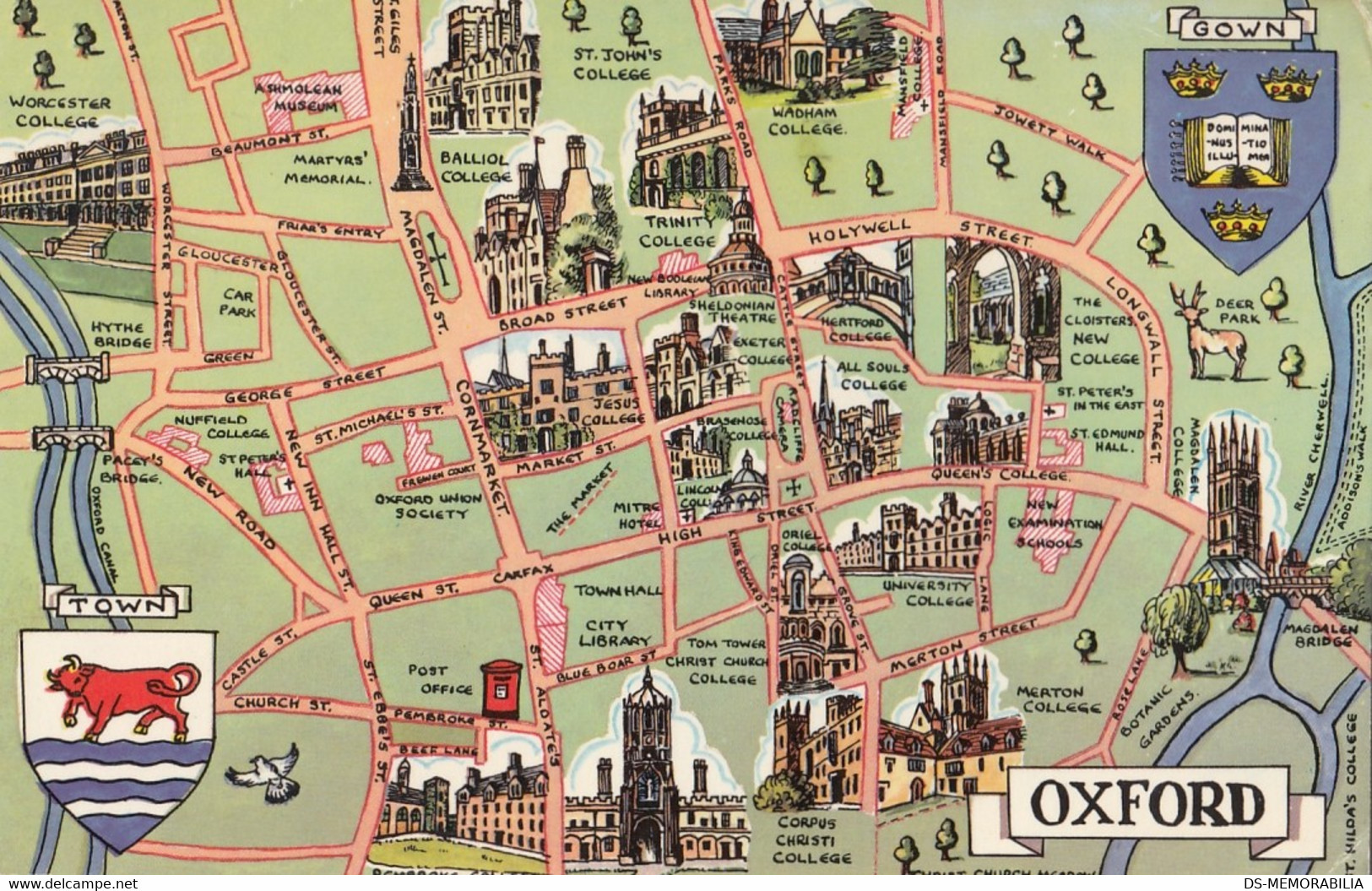 Map Postcard Oxford 1976 Nice Stamps - Cartes Géographiques