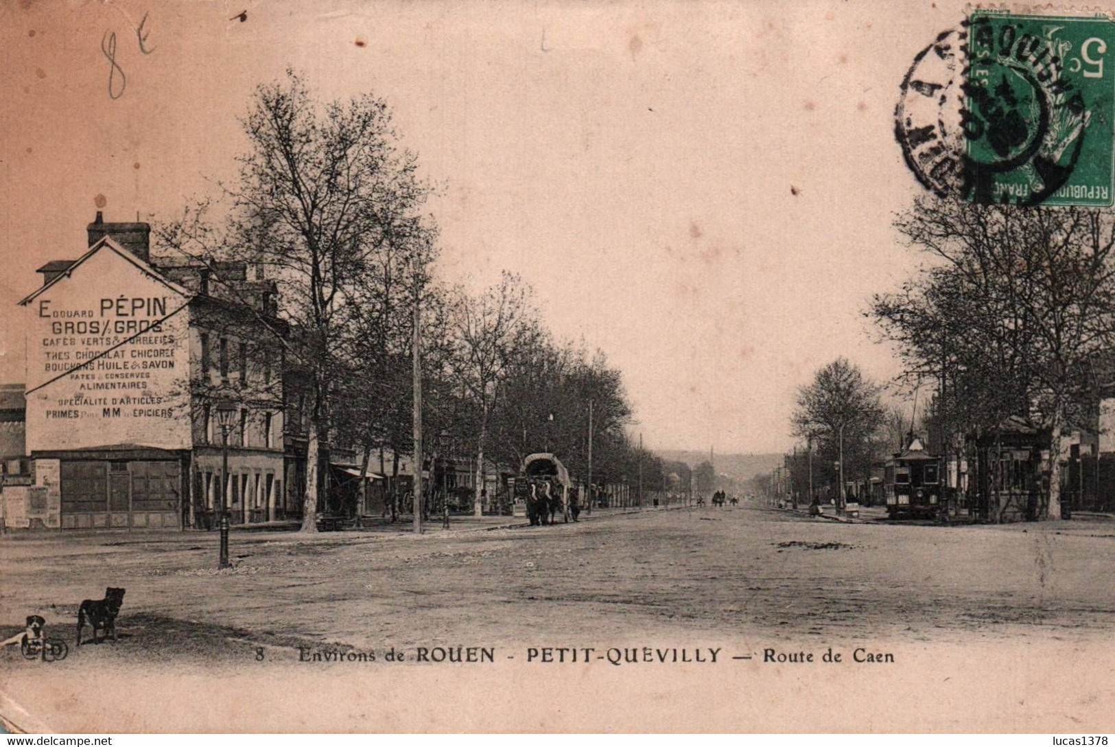 76 / PETIT QUEVILLY / ROUTE DE ROUEN / EDOUARD PEPIN CAFE EN GROS / PLAN RARE - Le Petit-Quevilly