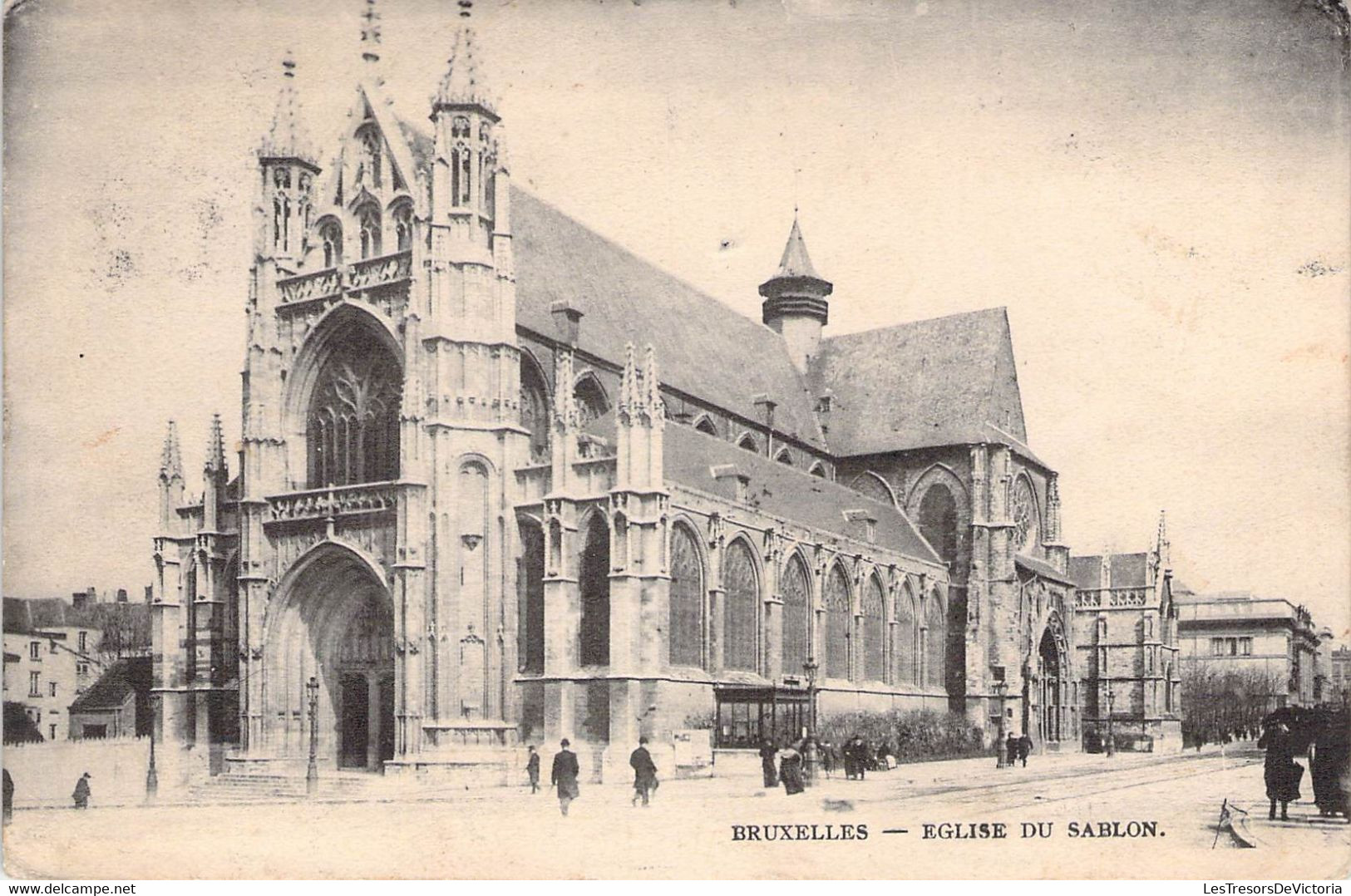 CPA Belgique - BRUXELLES - EGLISE Du SABLON - Animée - Taxe - Monumenti, Edifici