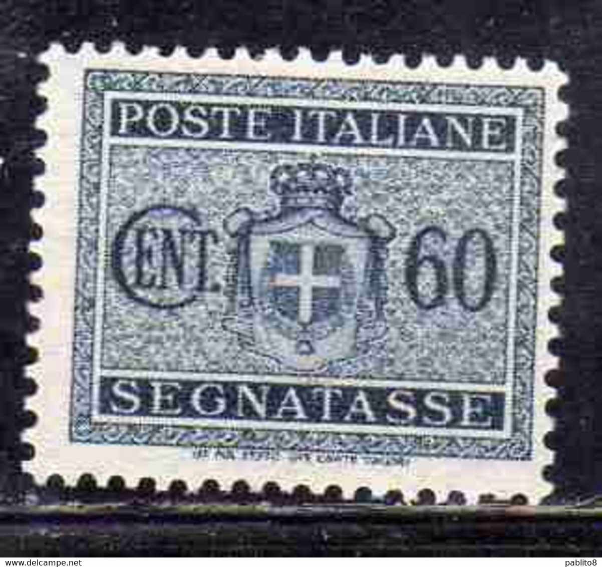 ITALY KINGDOM ITALIA REGNO 1945 LUOGOTENENZA SEGNATASSE SENZA FILIGRANA CENT. 60c MNH - Portomarken