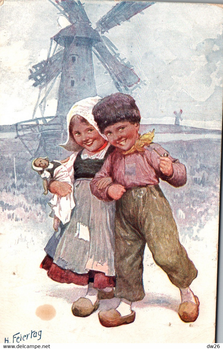Illustration Karl Feiertag - Kinder In Der Mühle (enfants Au Moulin) Carte B.K.W.I. N° 922-4 - Feiertag, Karl