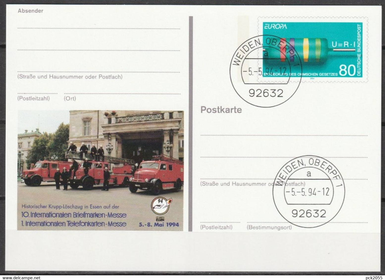 BRD Ganzsache1994 PSo33 Messe Essen Ersttagsstempel 5.5.94 WEIDEN OBERPF (d2702)günstige Versandkosten - Postkarten - Gebraucht