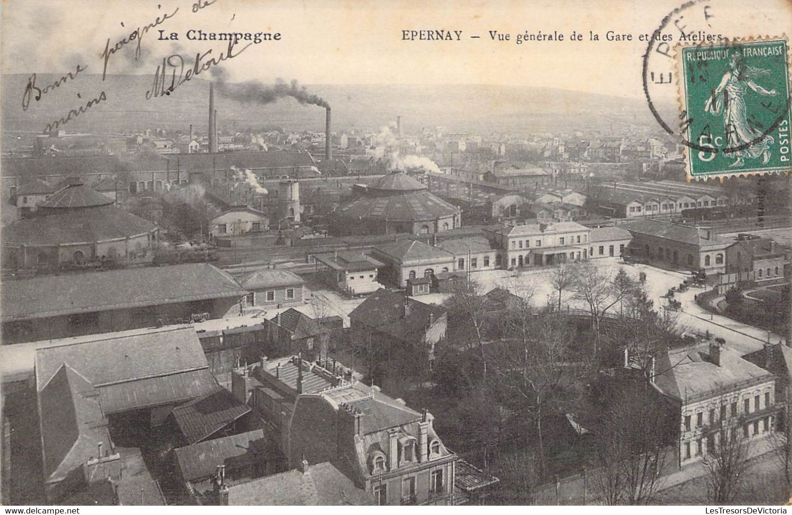 CPA France - Marne - La Champagne - Epernay - Vue Générale De La Gare Et Des Ateliers - Oblitérée 1911 - Epernay