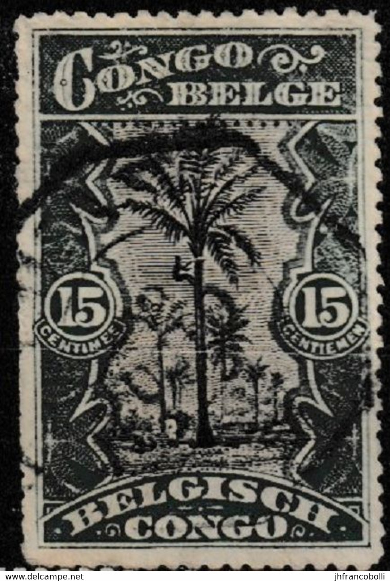 1915 CONGO / CONGO BELGE:UNIDENTIFIED TELEGRAPH CANCEL ON COB 066 GREEN PALM TREE - Telegrammi