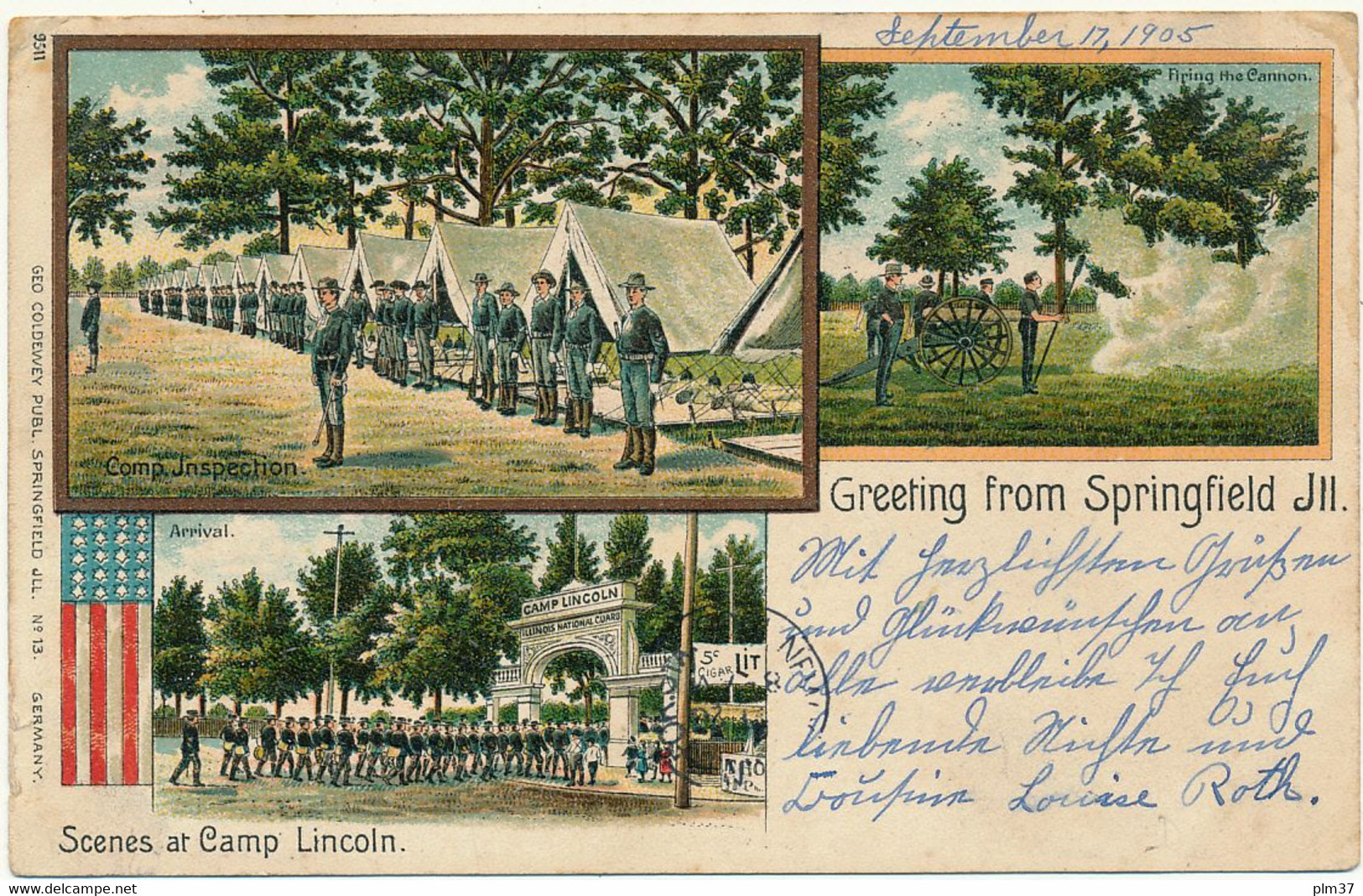 SPINGFIELD, IL - Camp Lincoln - German Postcard Lithography - Springfield – Illinois