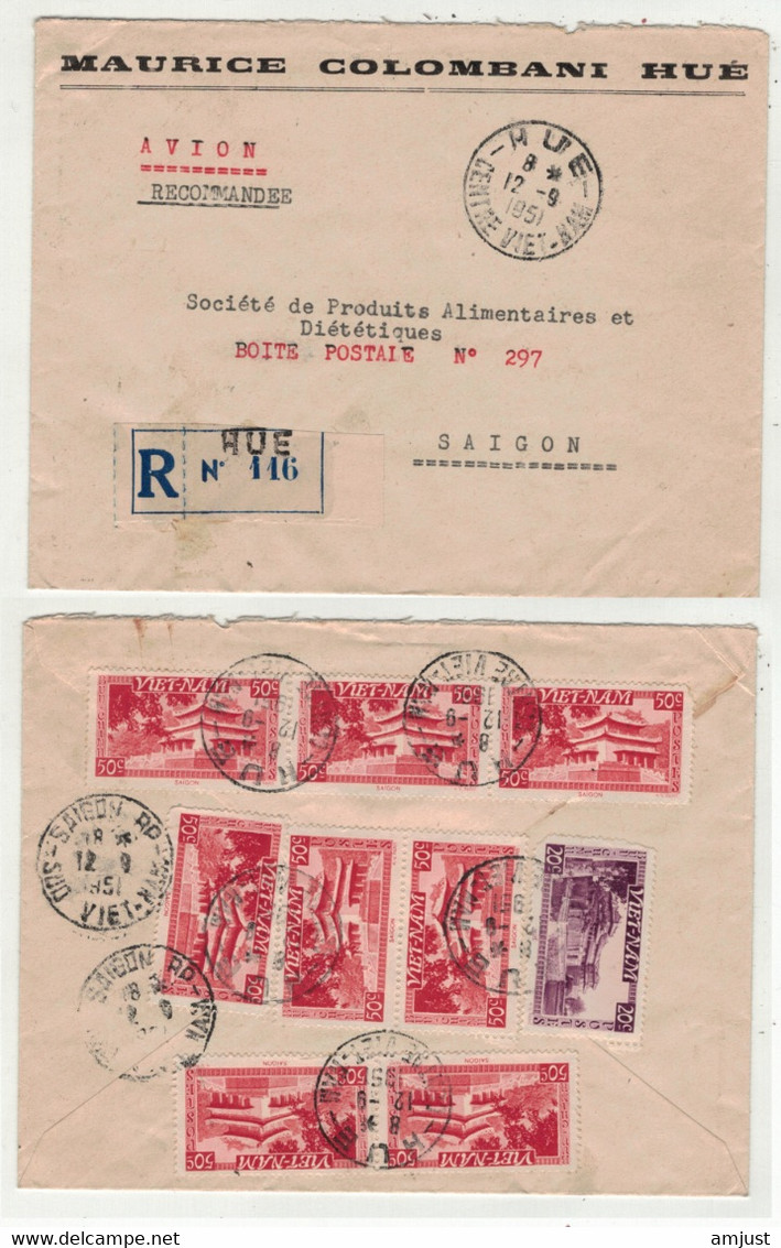 Viêt-Nam // Vietnam // Lettre Recommandée De Hué Pour Saigon Le 12.09.1951 - Viêt-Nam