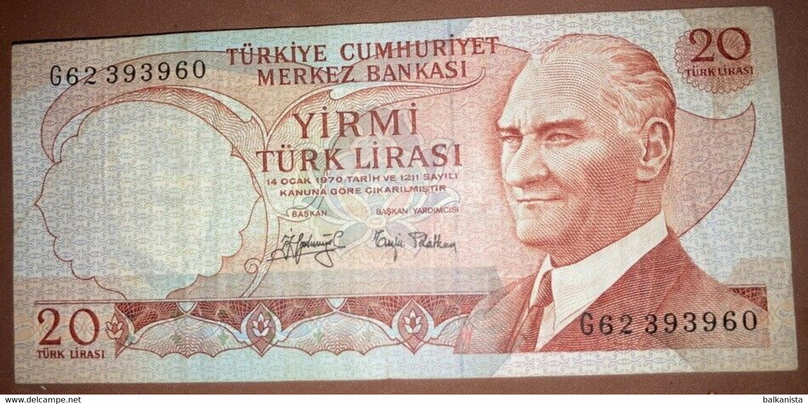 Turkey - 20 Turk Lirasi G62393960 - Turquie