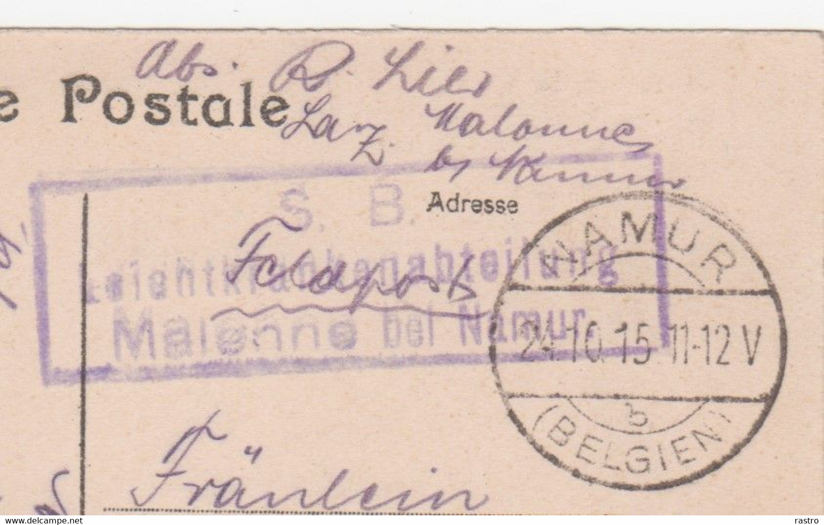 Carte-vue (Profondeville) En Franchise "Feldpost" O D'occup. Libramont + Cachet Service De Santé Vers  Magdebourg (1915) - Zonder Portkosten