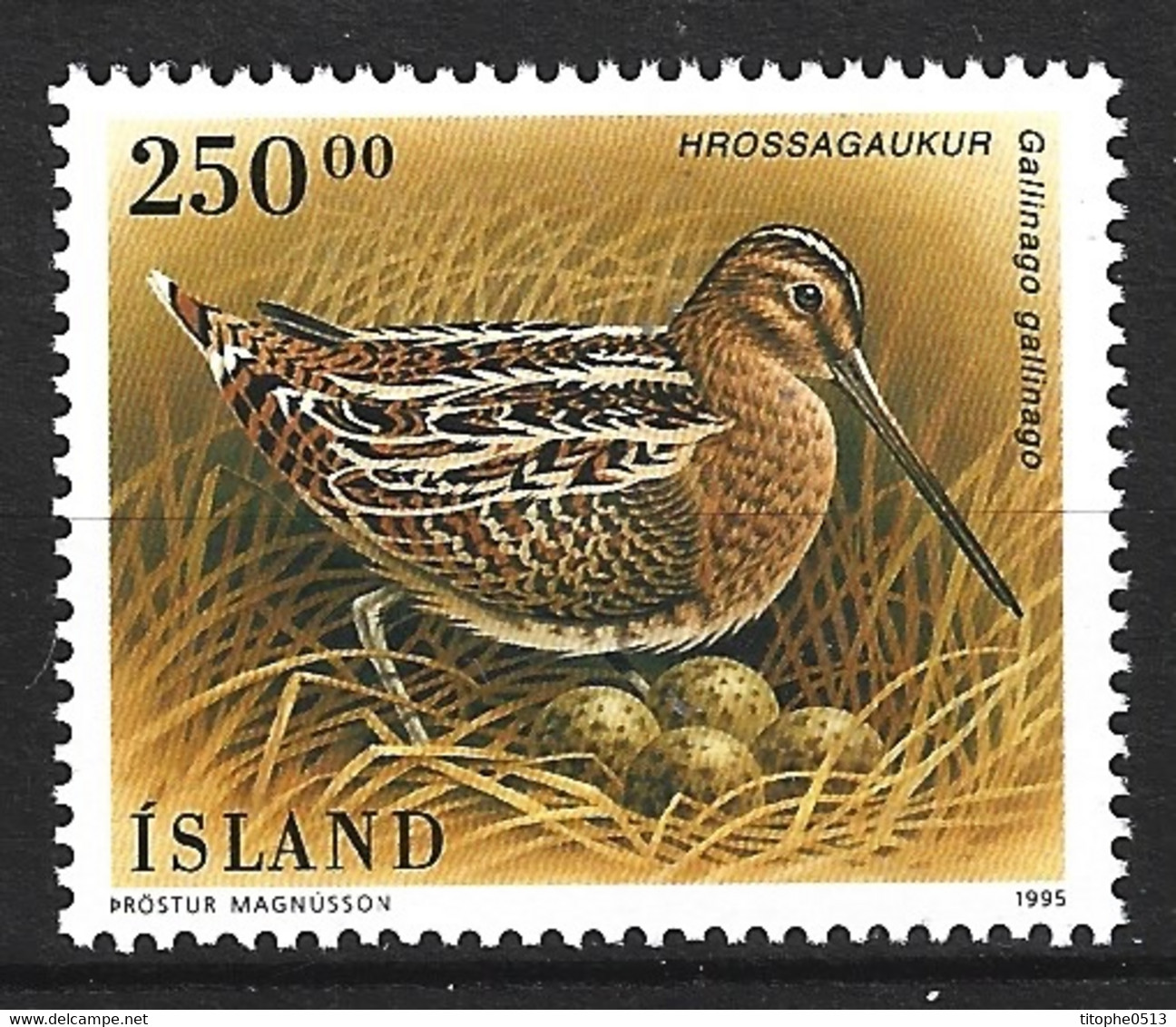 ISLANDE. N°782 De 1995. Bécassine. - Grey Partridge