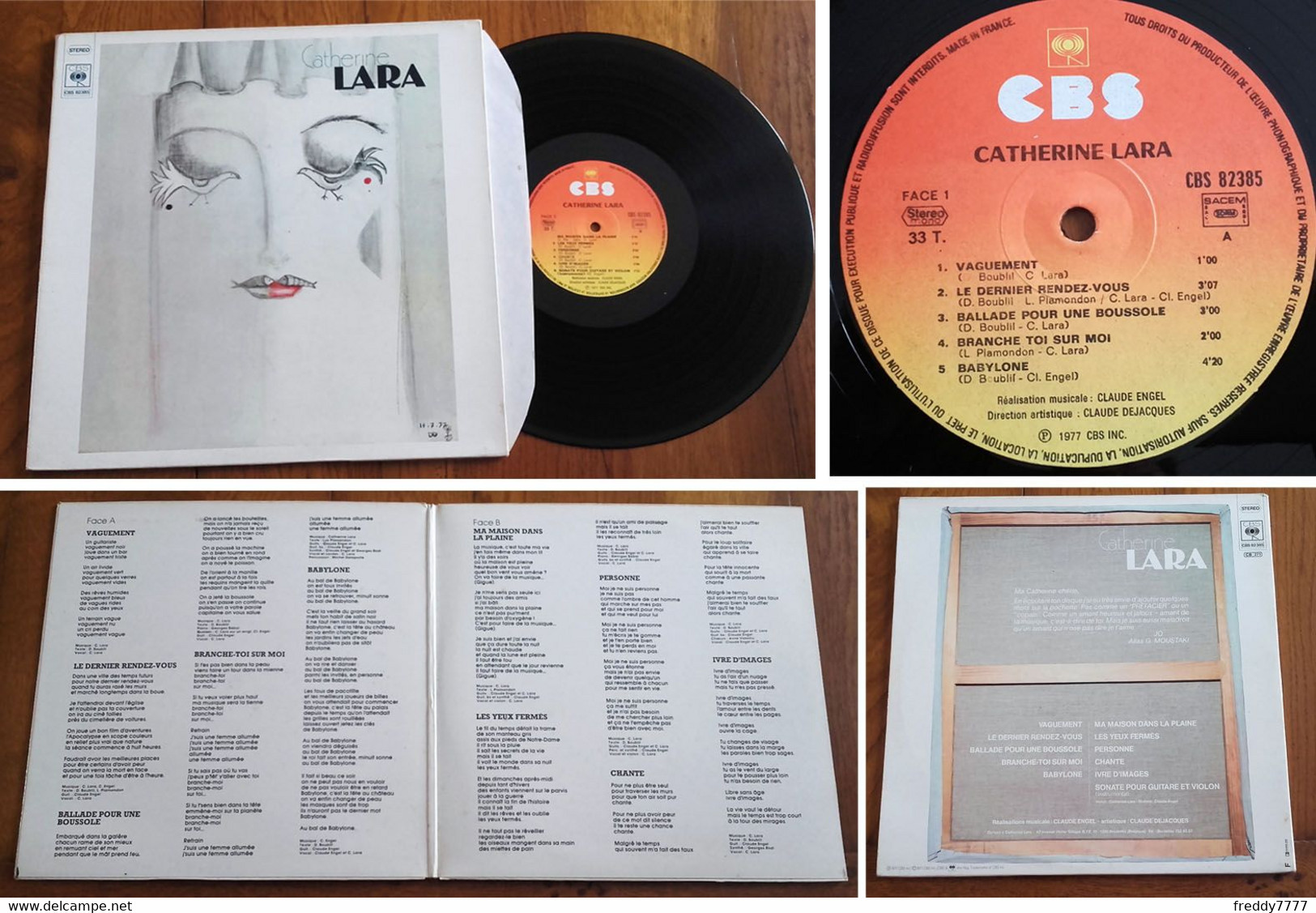 RARE French LP 33t RPM (12") CATHERINE LARA (Gatefold P/s, 1977) - Collectors