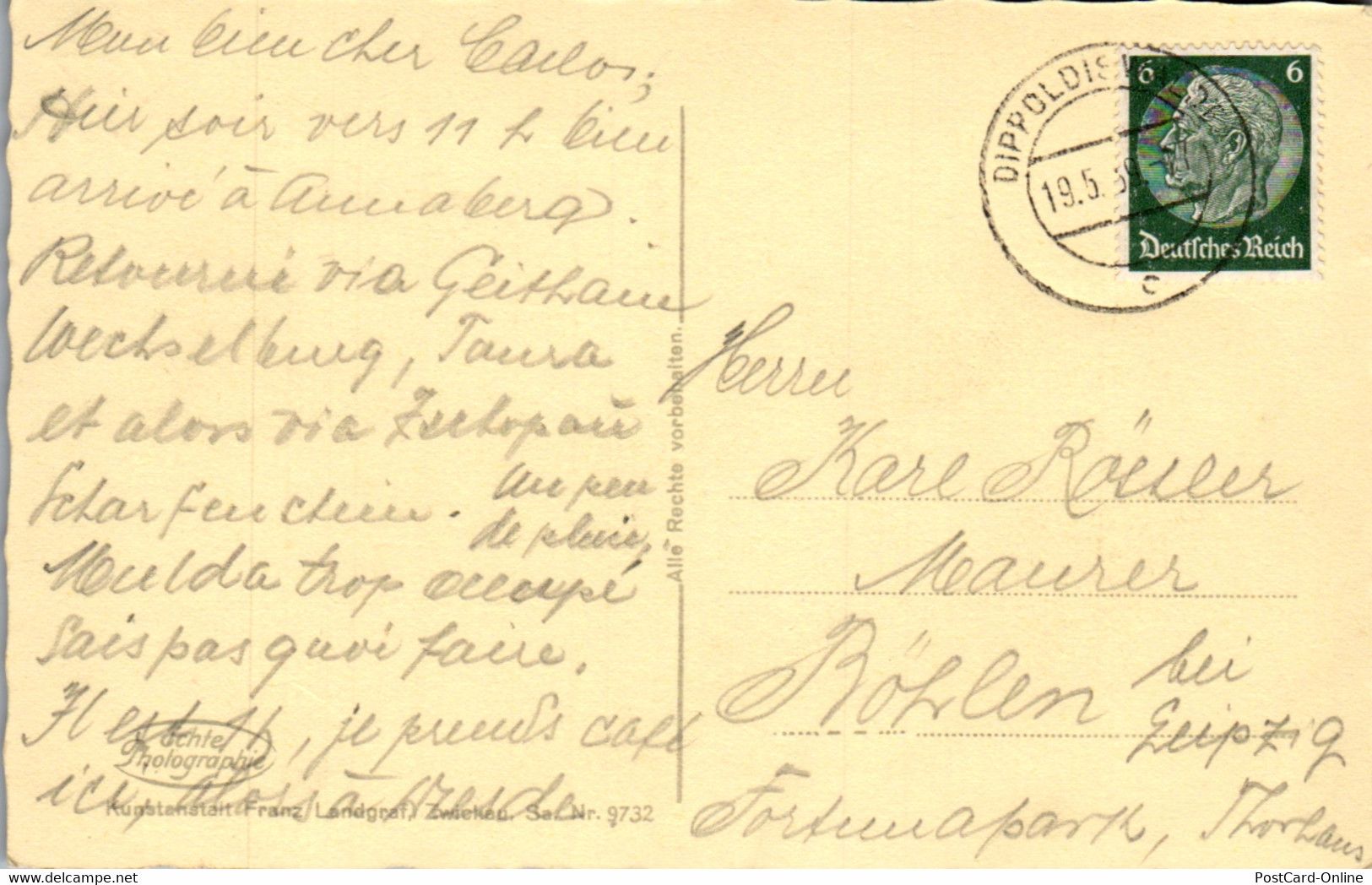 39013 - Deutschland - Frauenstein I. Erzgeb. - Gelaufen 1939 - Frauenstein (Erzgeb.)